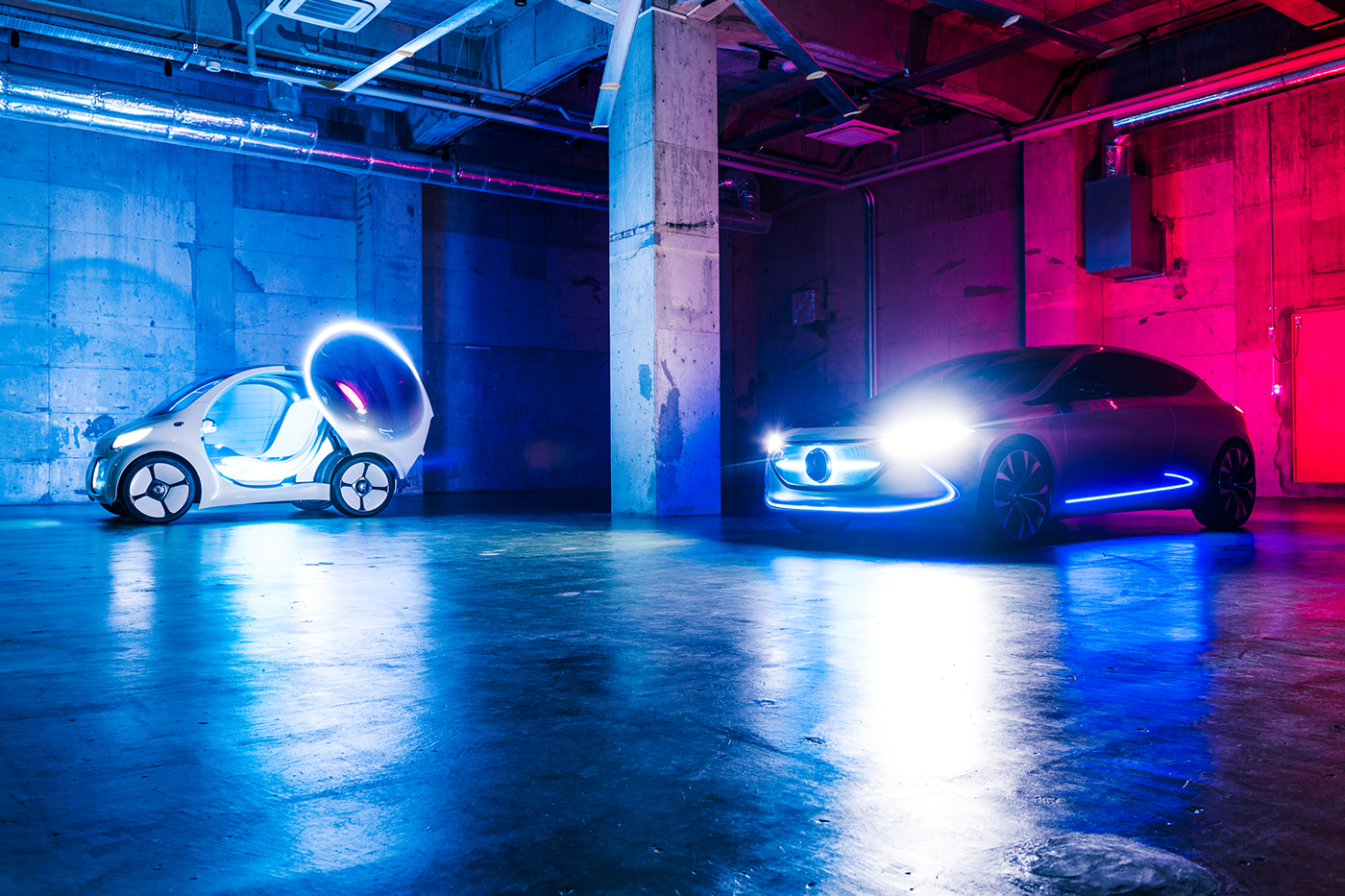 Smart Vision EQ，science fiction，Real car，surrealistic，