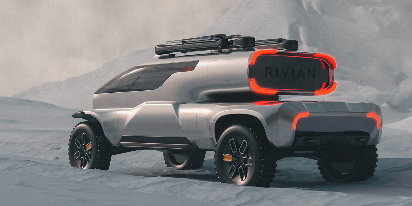 industrial design，Automobile design，conceptual design，Digital art，Rivian，Flying car，modularization，