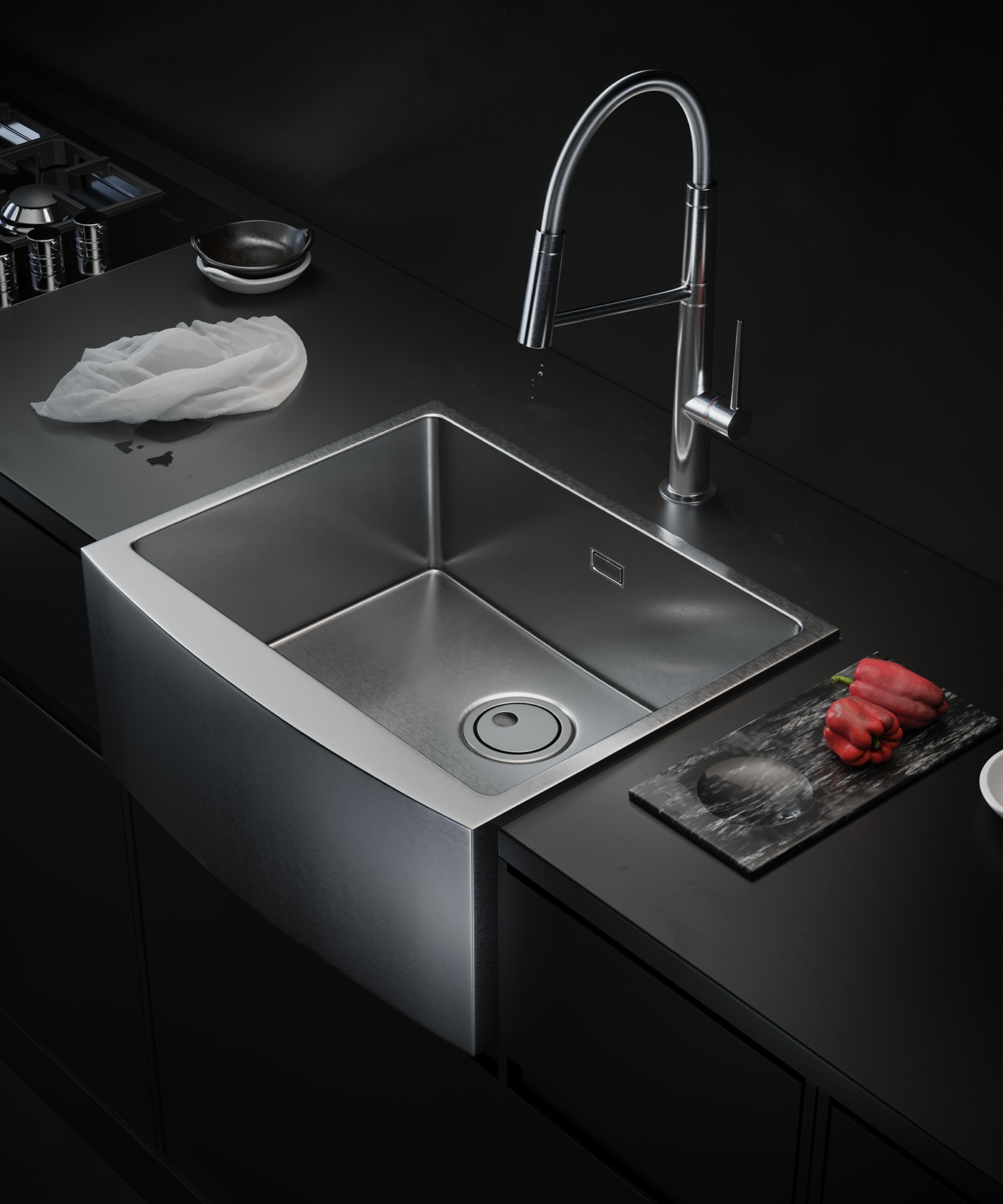 ICOBEN，kitchen，Architectural visualization，Interior design，visualization，