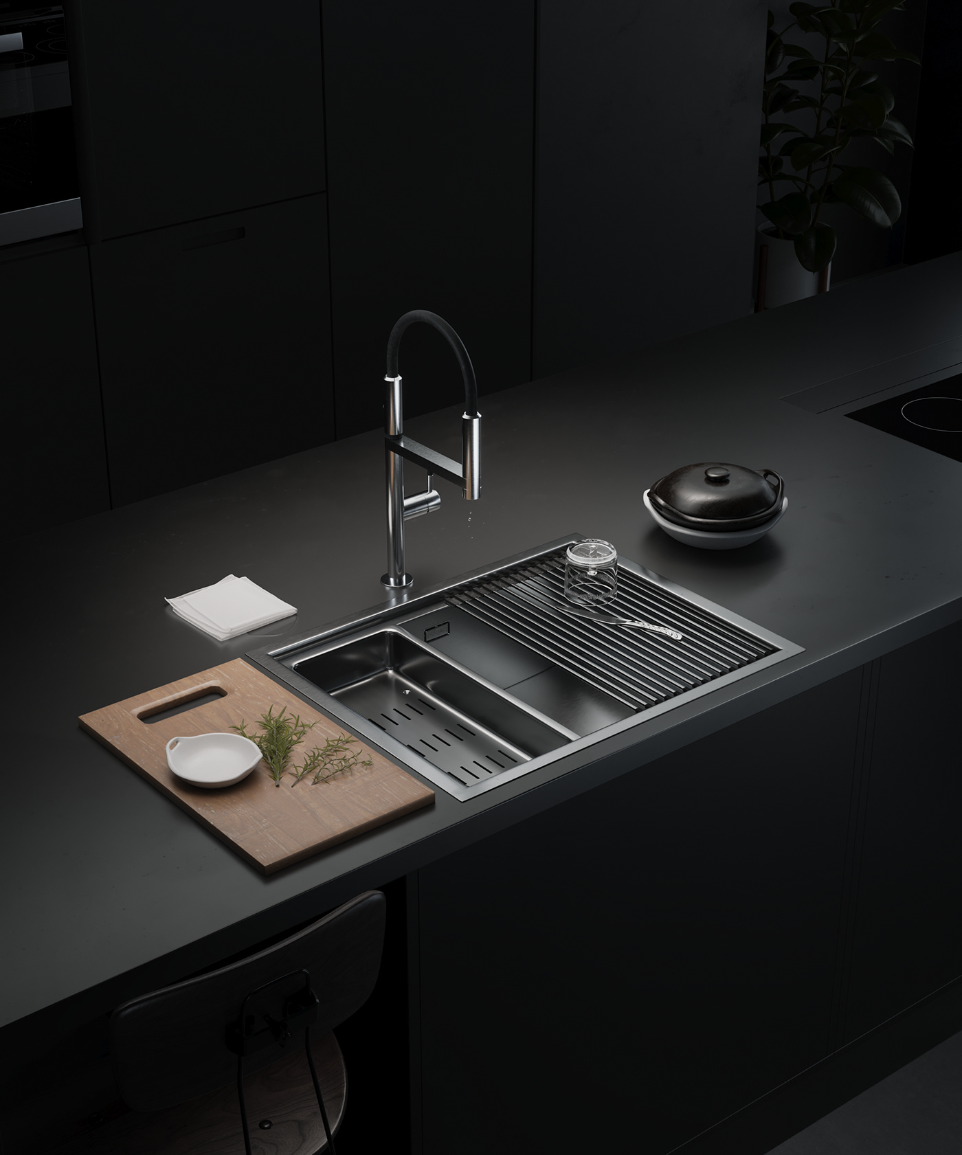 ICOBEN，kitchen，Architectural visualization，Interior design，visualization，