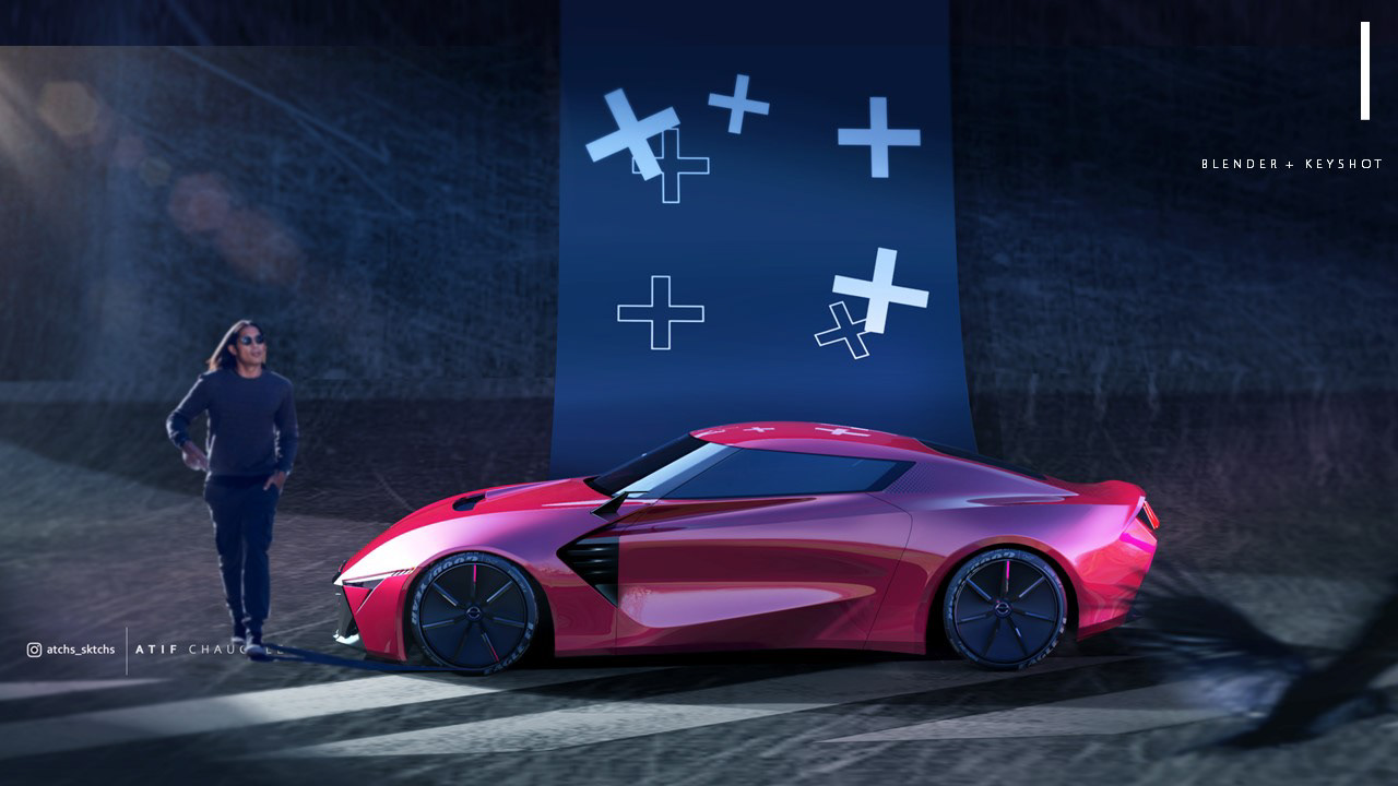 conceptual design，Sports car，Automobile design，cgi，