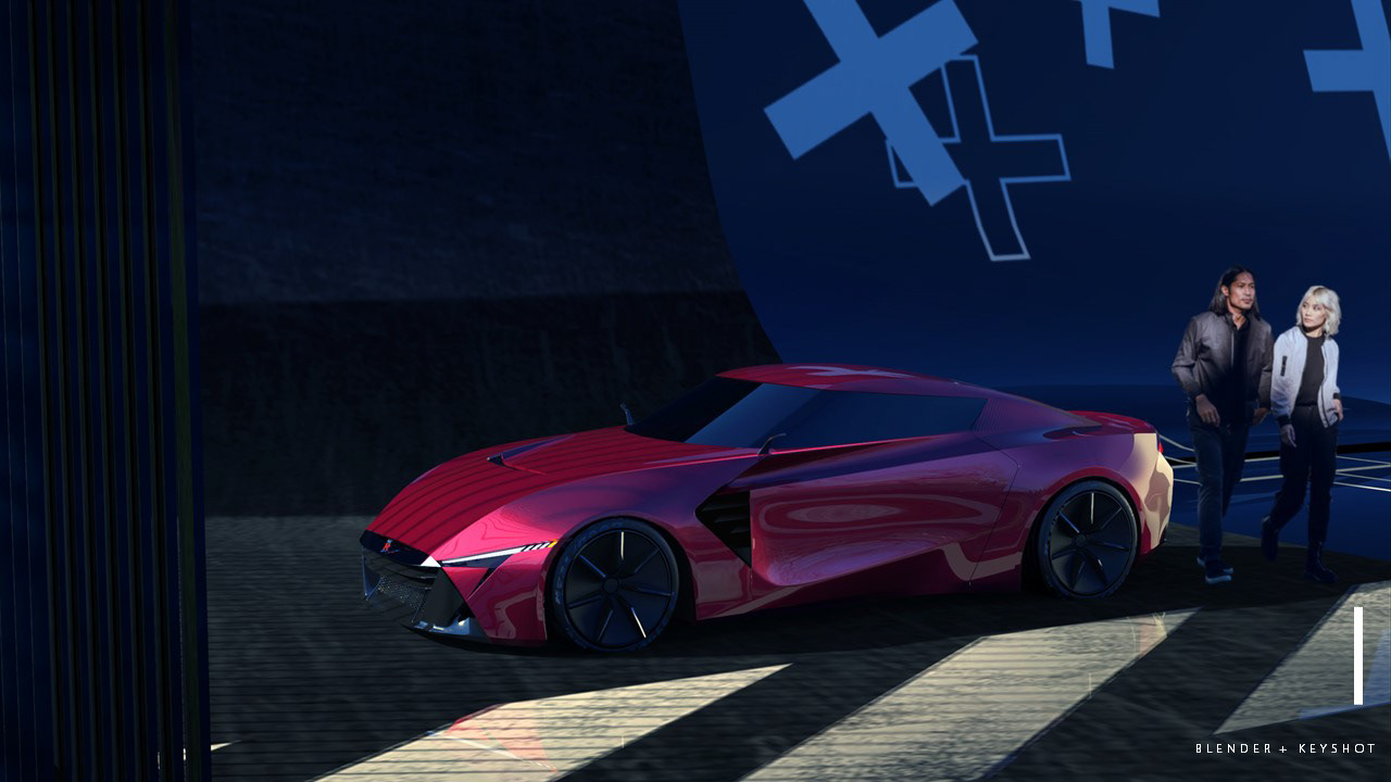 conceptual design，Sports car，Automobile design，cgi，