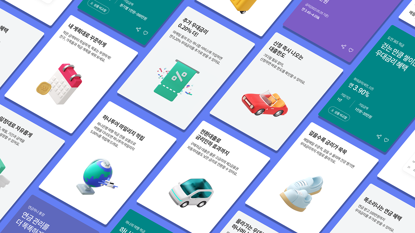 HanaBank，3d，Icon design，finance，