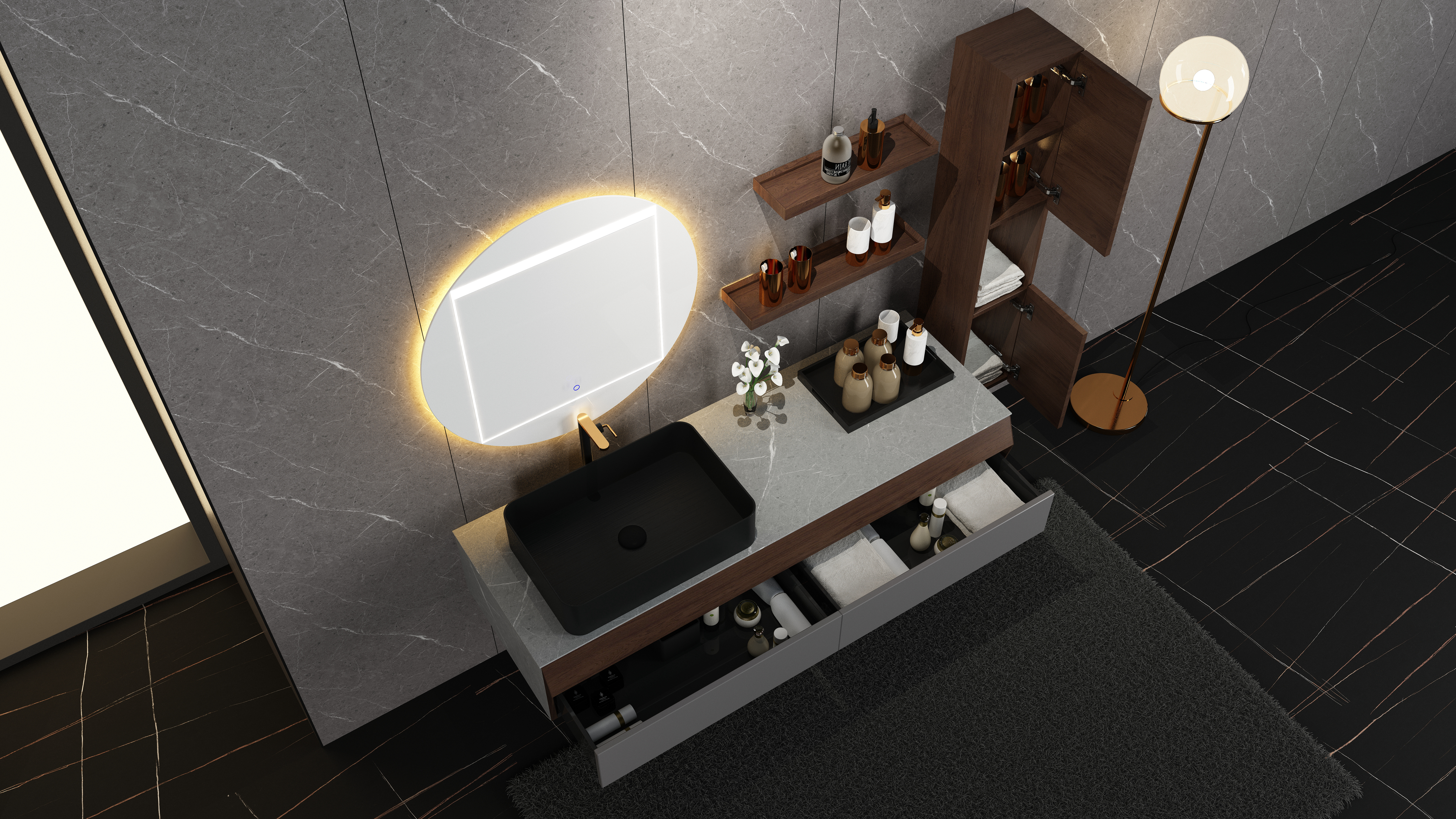 Bathroom cabinet，kitchen and toilet，product design，Rock slab，Light luxury，