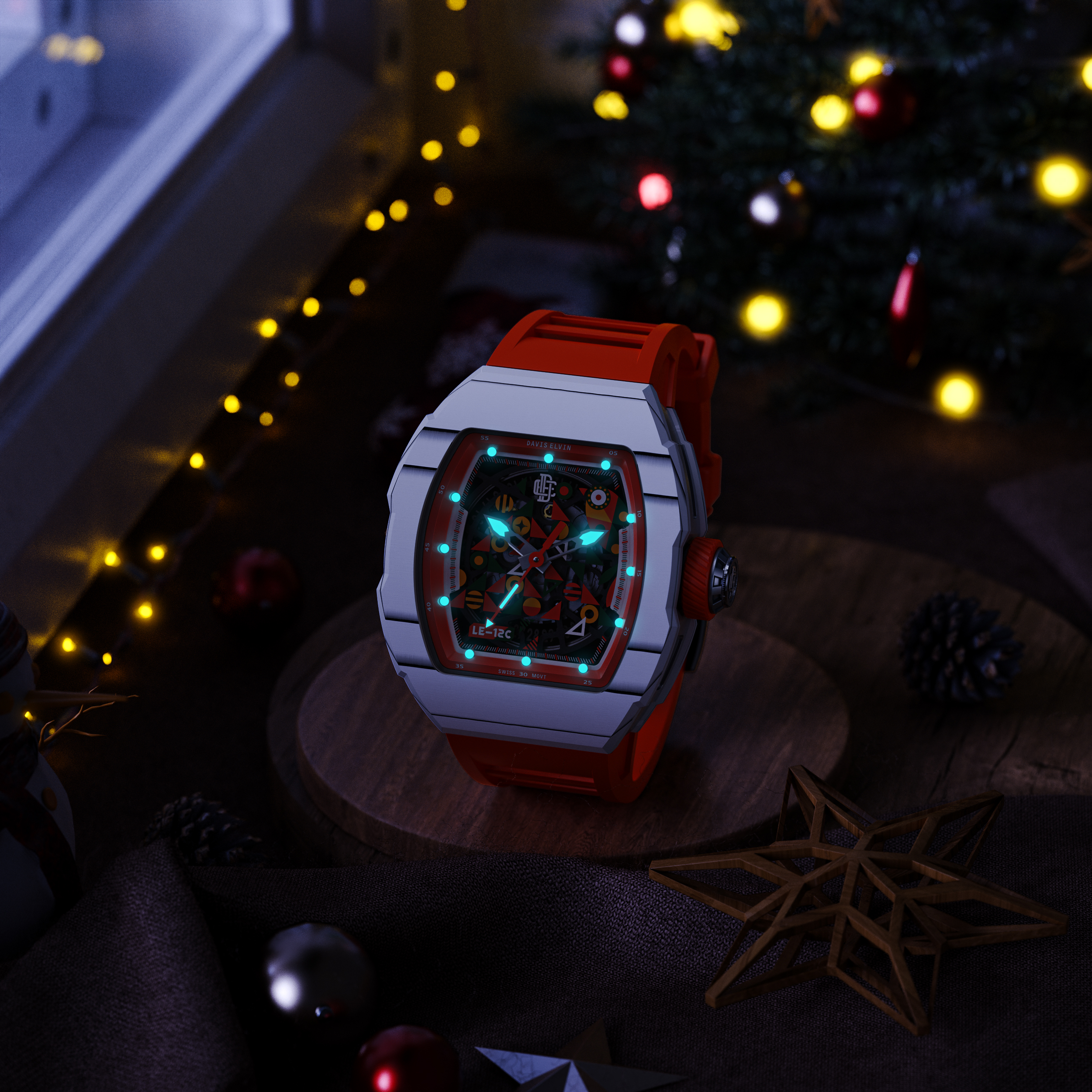christmas，surface，keyshot，gules，snow，indoor，Realistic，