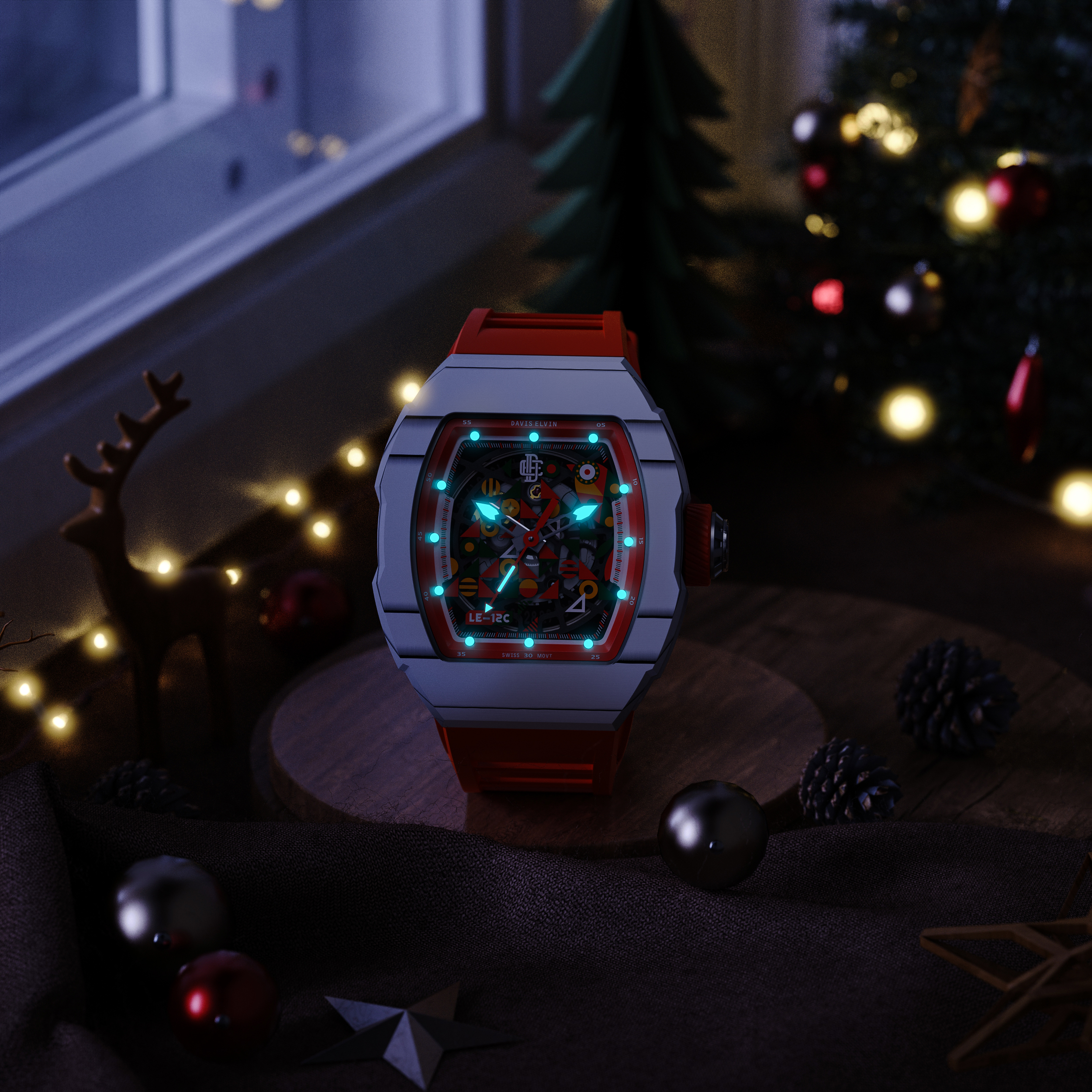 christmas，surface，keyshot，gules，snow，indoor，Realistic，