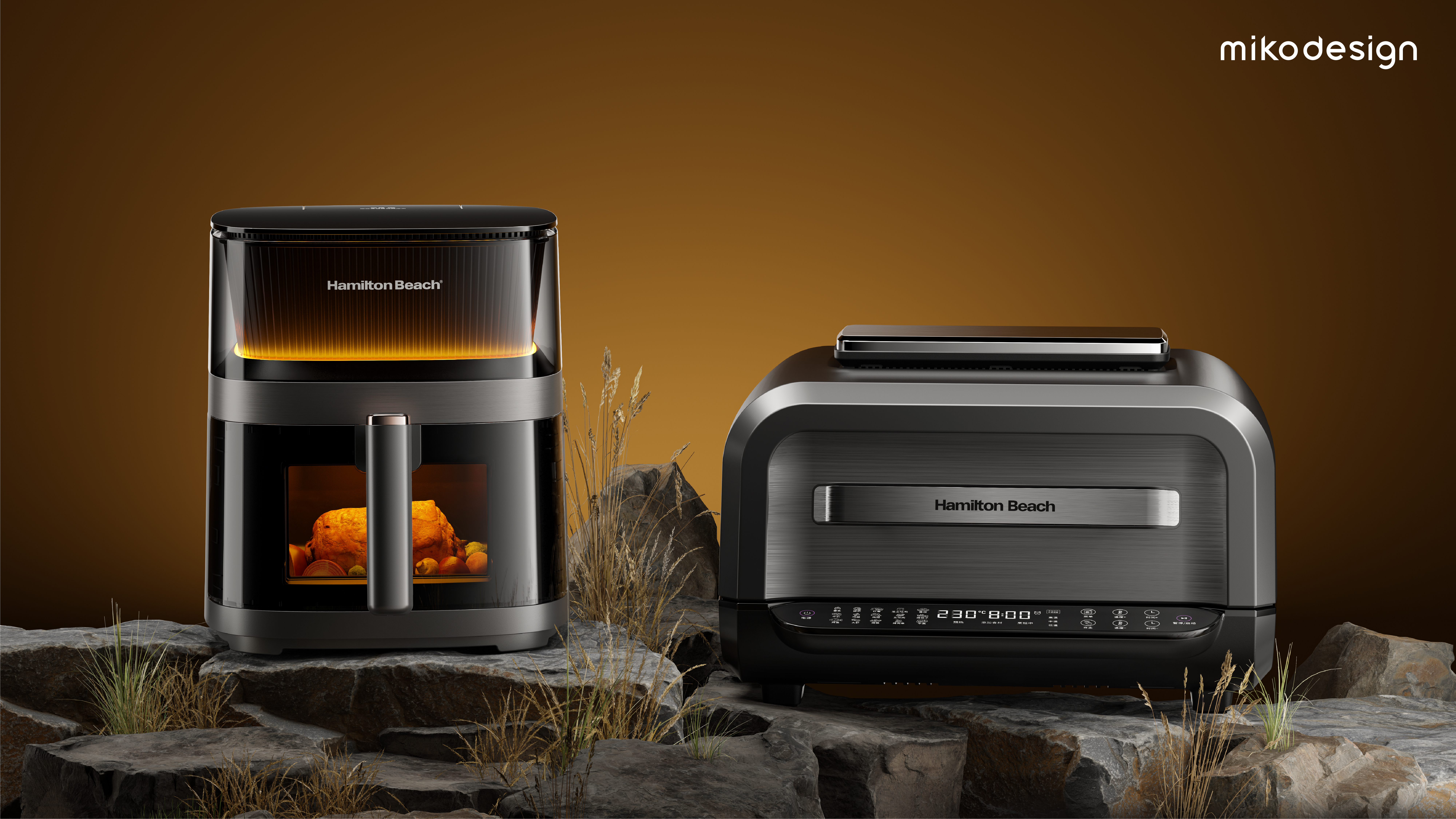 Air fryer，industrial design，product design，Product planning，Visual strategy，Scene rendering，Kitchen appliances，