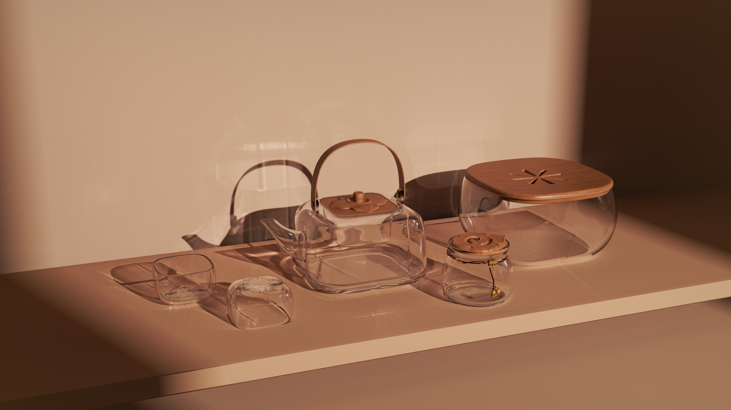 tea set，persimmon，Glass，Everything wins，Everything goes well.，Bionics Design ，