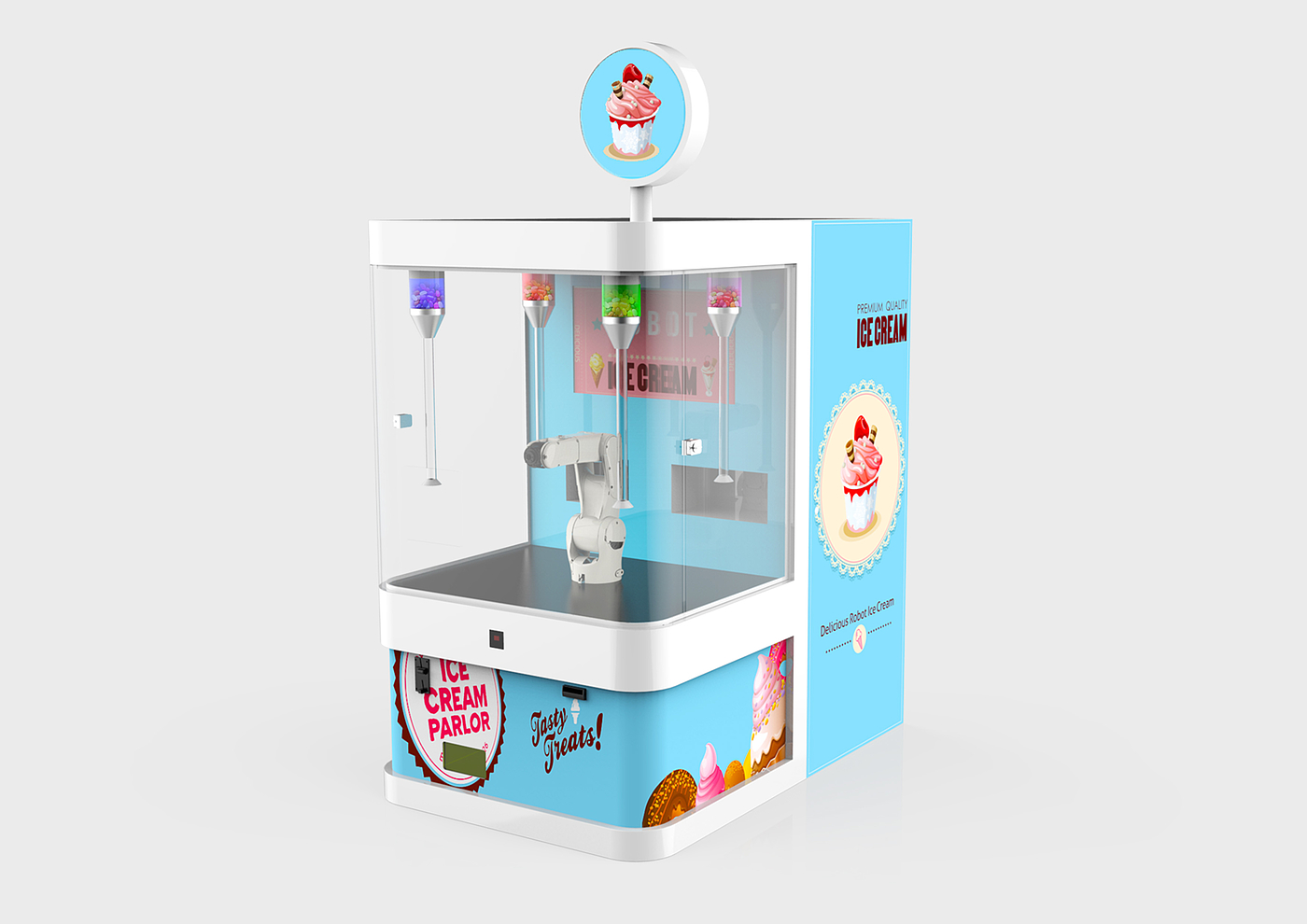 Self-service terminal, ice cream, robotic arm，