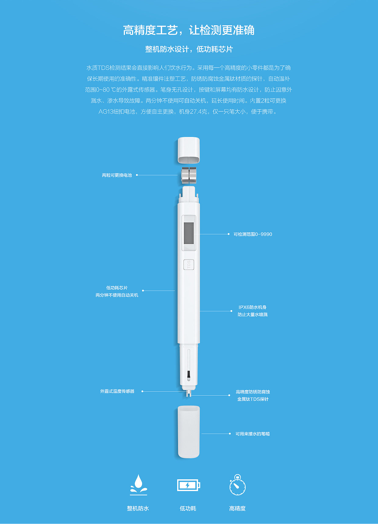 小米，水质TDS检测笔，产品设计，工业设计，