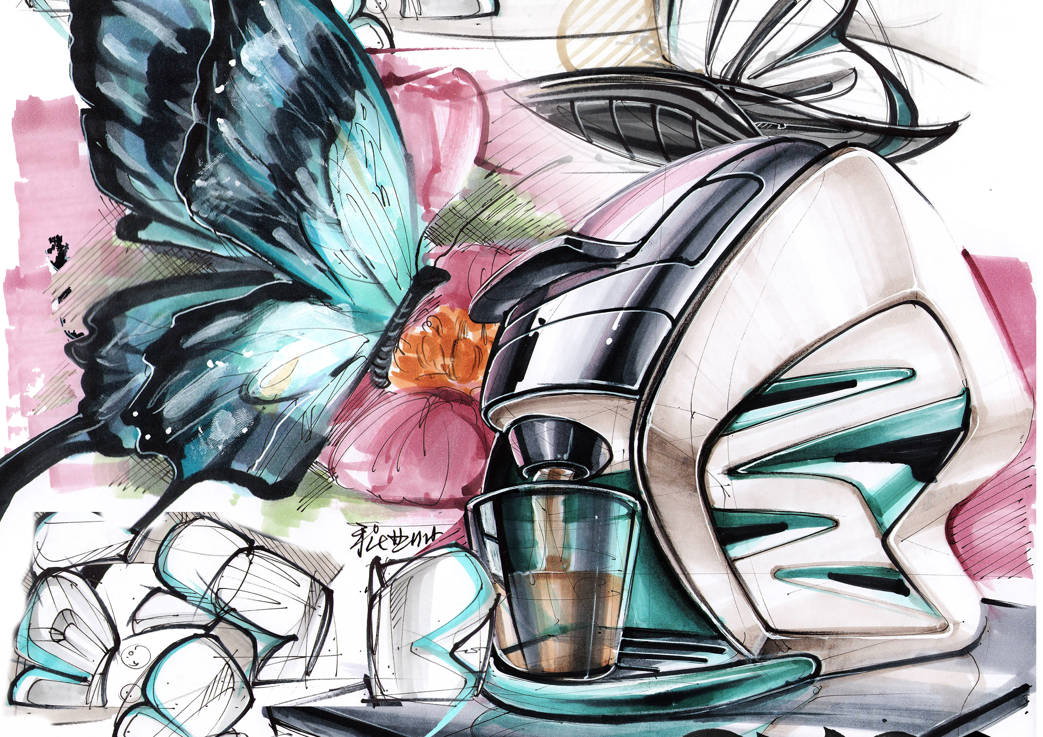 Hand drawn products，Hand drawn industrial design，Industrial Design Postgraduate Entrance Examination，Hand drawn for postgraduate entrance examination of industrial design，Bionics Design ，