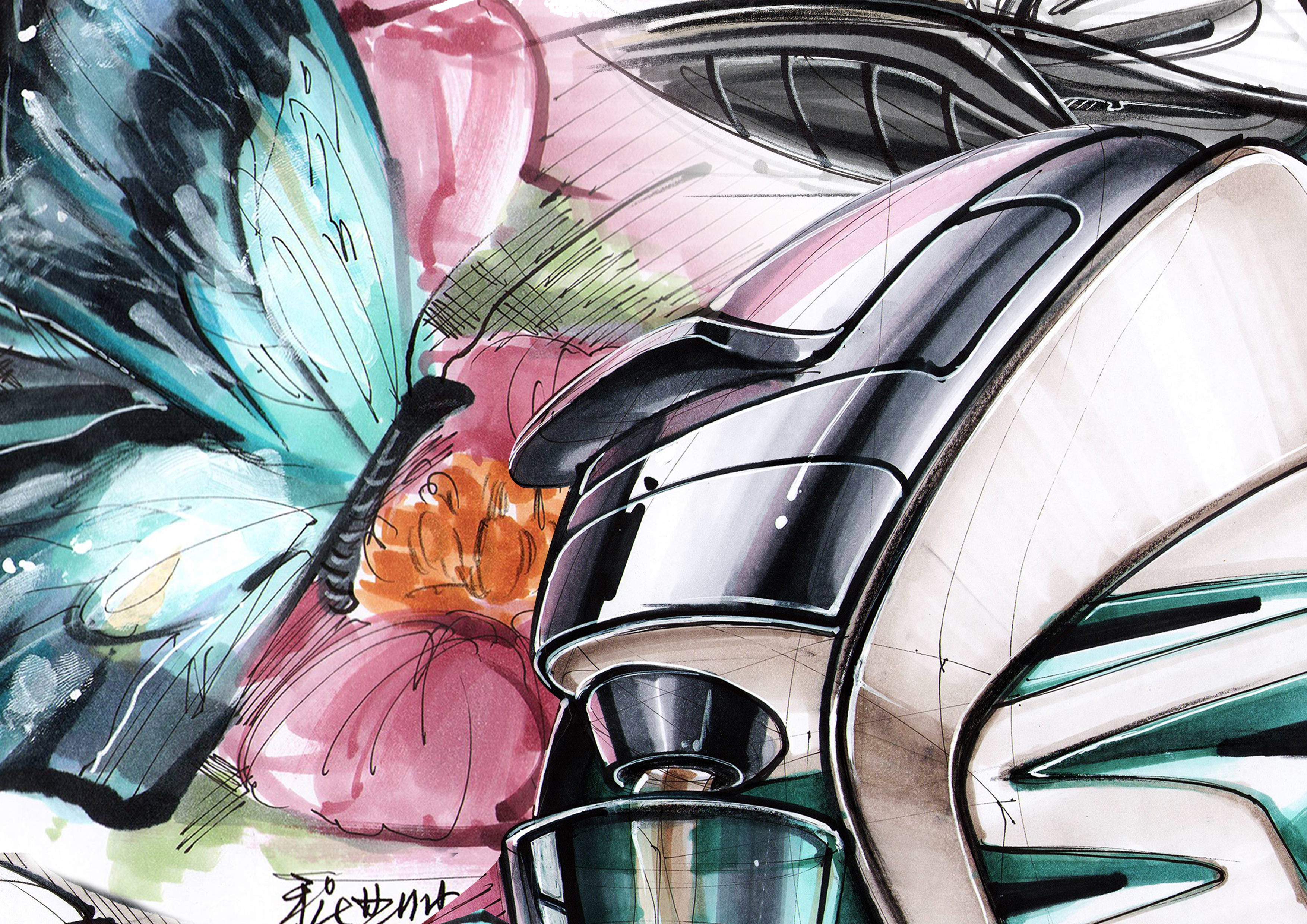 Hand drawn products，Hand drawn industrial design，Industrial Design Postgraduate Entrance Examination，Hand drawn for postgraduate entrance examination of industrial design，Bionics Design ，