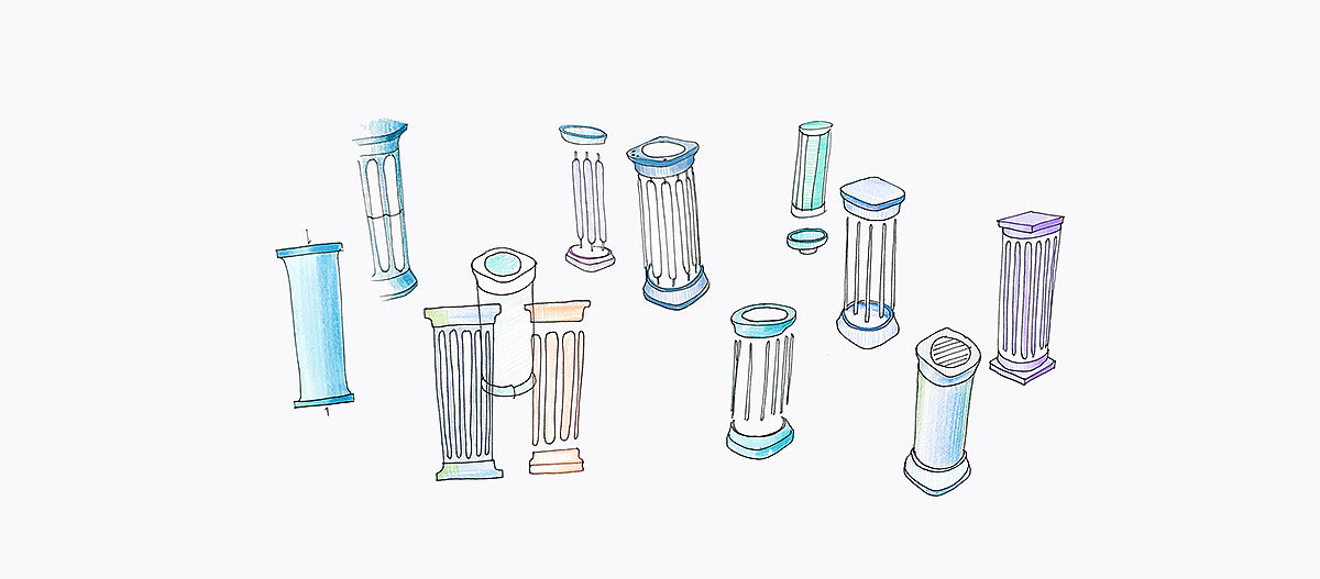 air cleaner，product design，ZEPHYROS，Doric architecture，Parthenon Pillar，