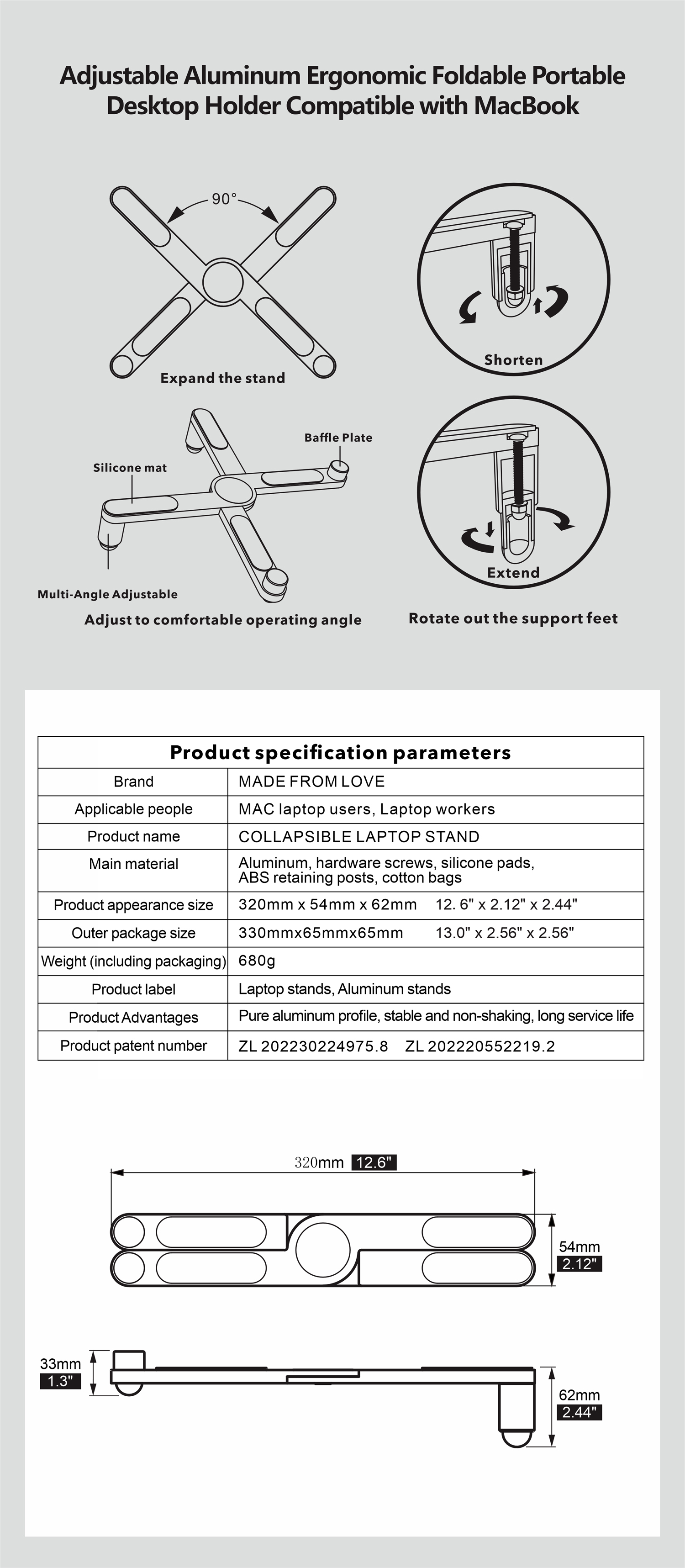 Laptop stand，Apple notebook stand，Because of love and wisdom，