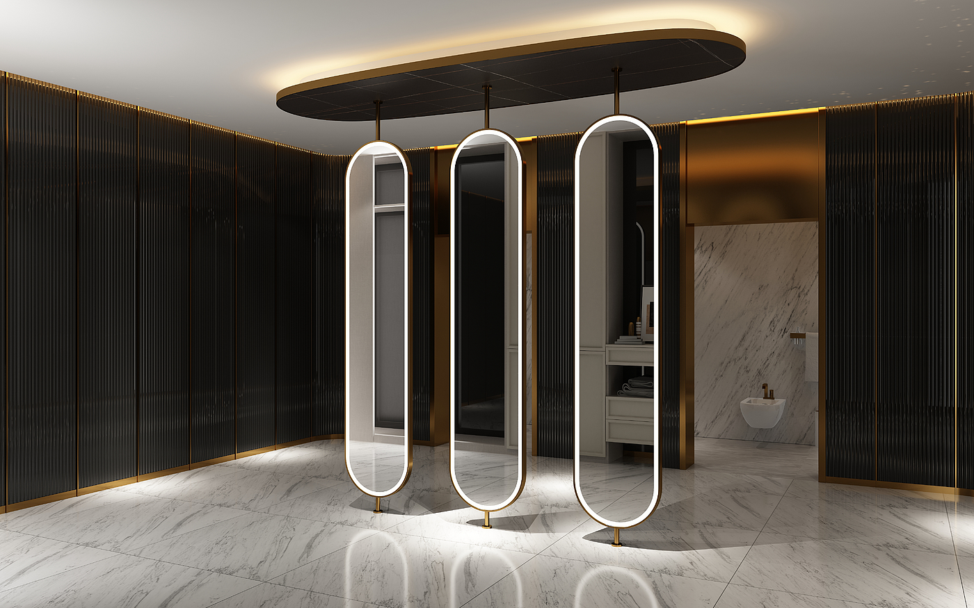 mirror，product design，bathroom，Bathroom cabinet，Light luxury，Diablo furniture，Advanced black，