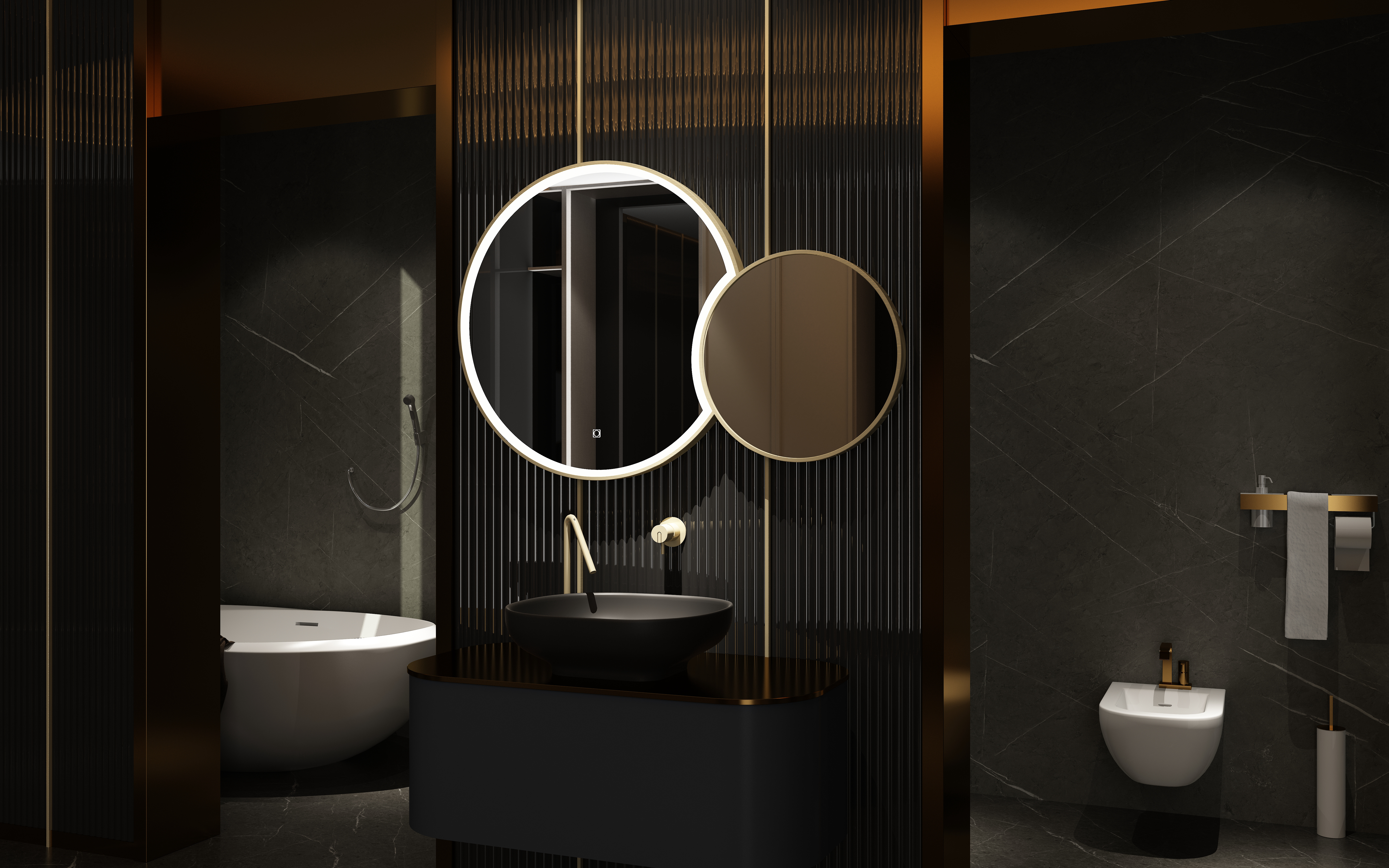 mirror，product design，bathroom，Bathroom cabinet，Light luxury，Diablo furniture，Advanced black，