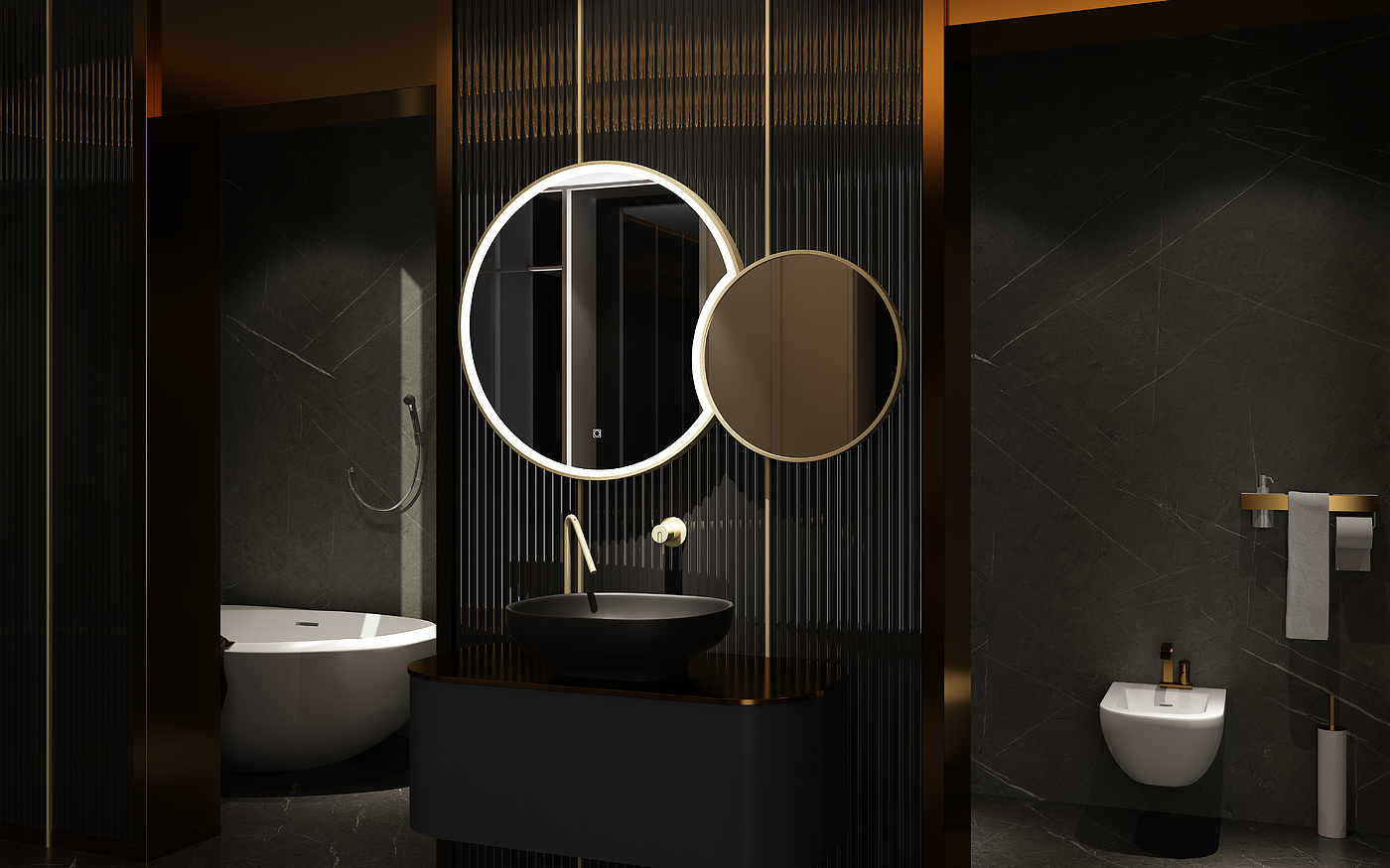 mirror，product design，bathroom，Bathroom cabinet，Light luxury，Diablo furniture，Advanced black，