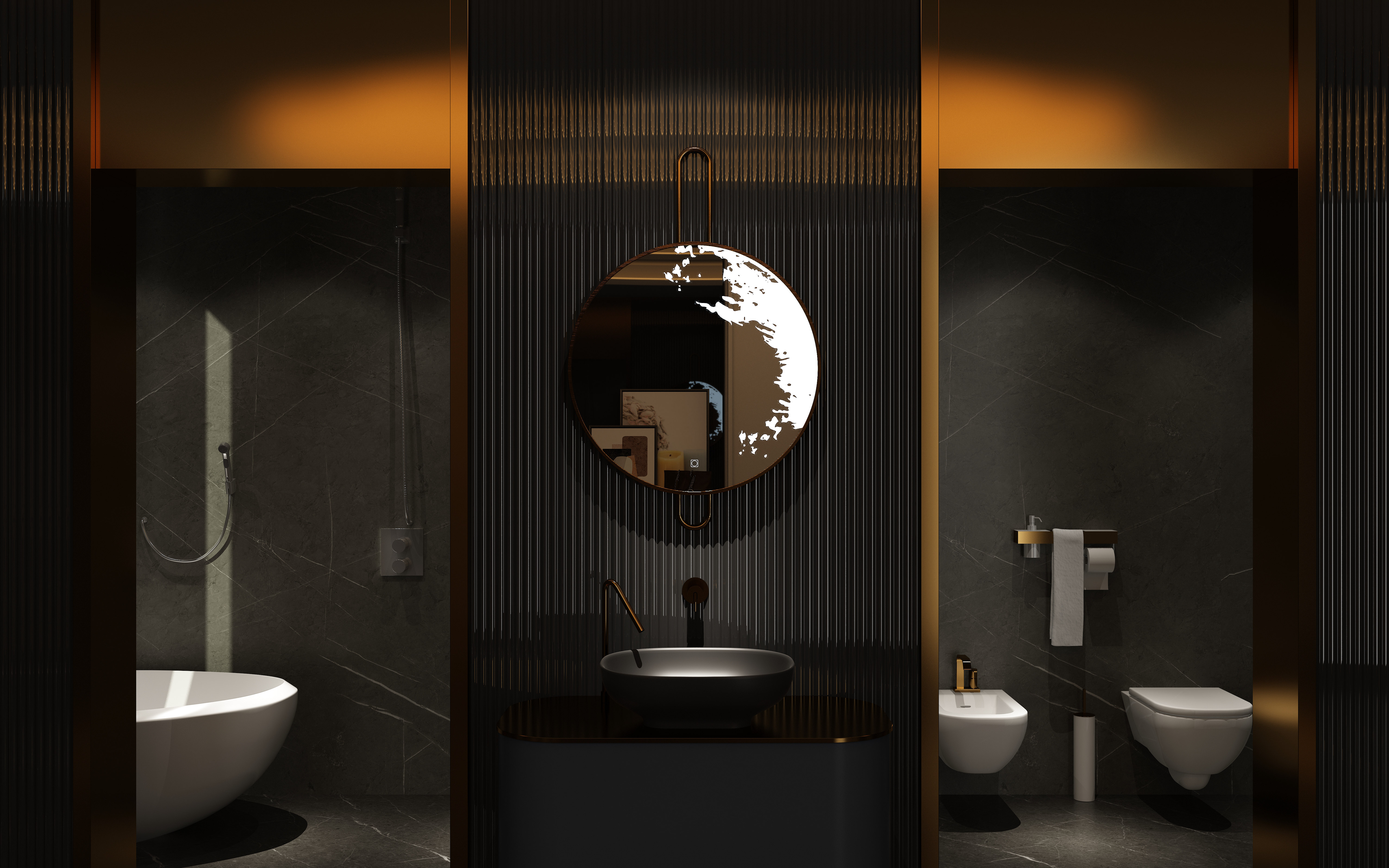 mirror，product design，bathroom，Bathroom cabinet，Light luxury，Diablo furniture，Advanced black，