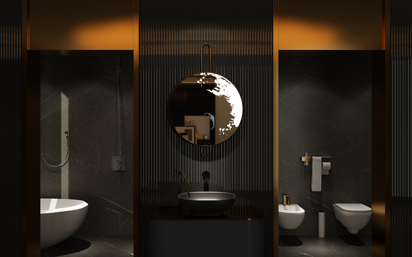 镜子，产品设计，卫浴，浴室柜，轻奢，暗黑家具，高级黑，