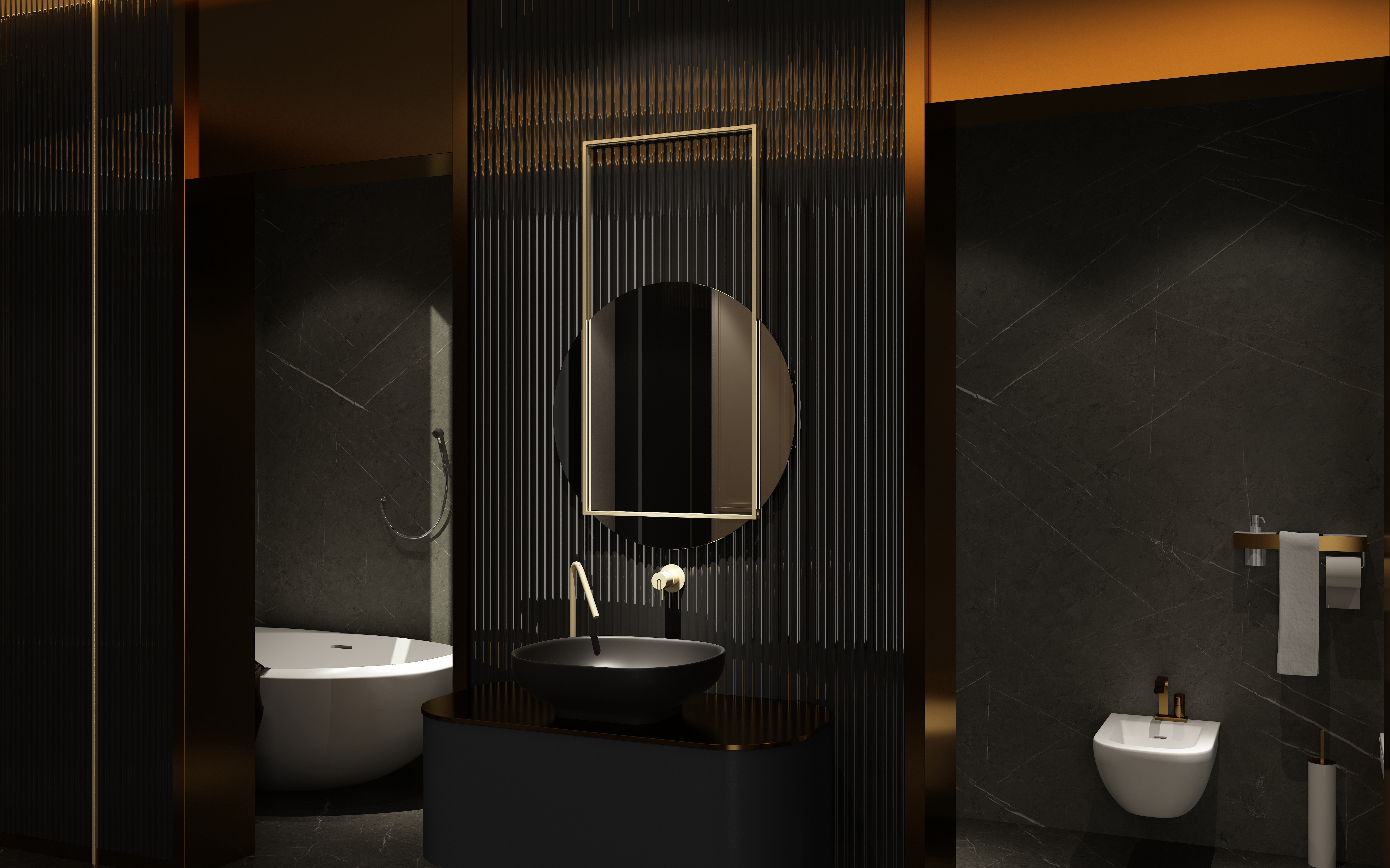 mirror，product design，bathroom，Bathroom cabinet，Light luxury，Diablo furniture，Advanced black，