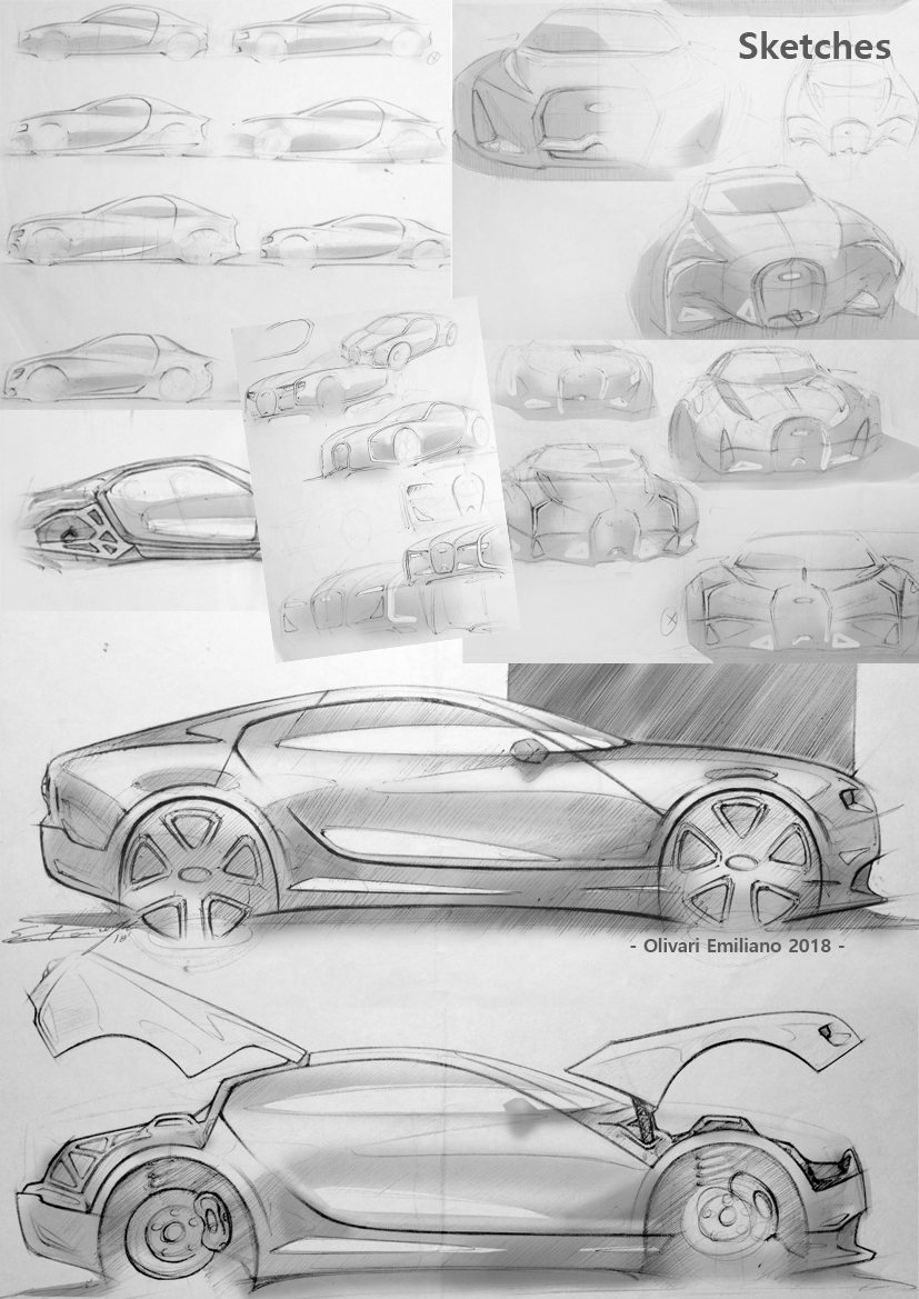 industrial design，automobile，Bugatti Jean，Render，manuscript，