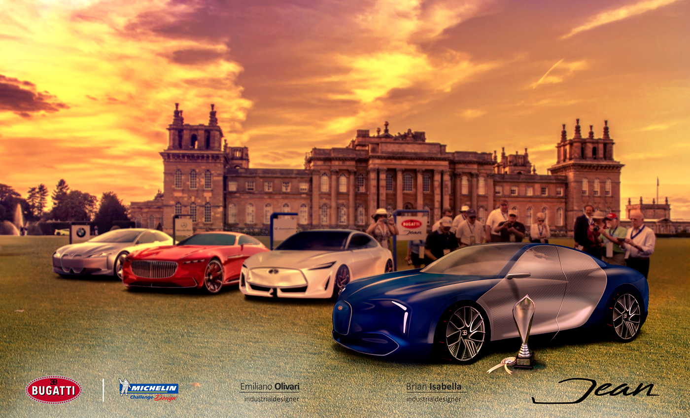 industrial design，automobile，Bugatti Jean，Render，manuscript，