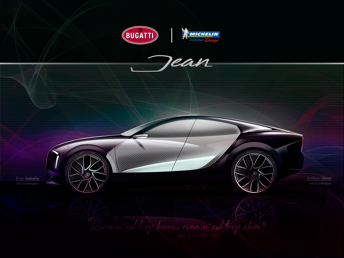industrial design，automobile，Bugatti Jean，Render，manuscript，