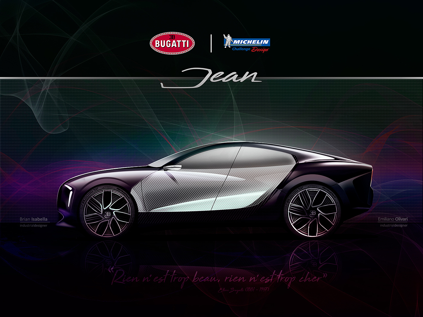 industrial design，automobile，Bugatti Jean，Render，manuscript，