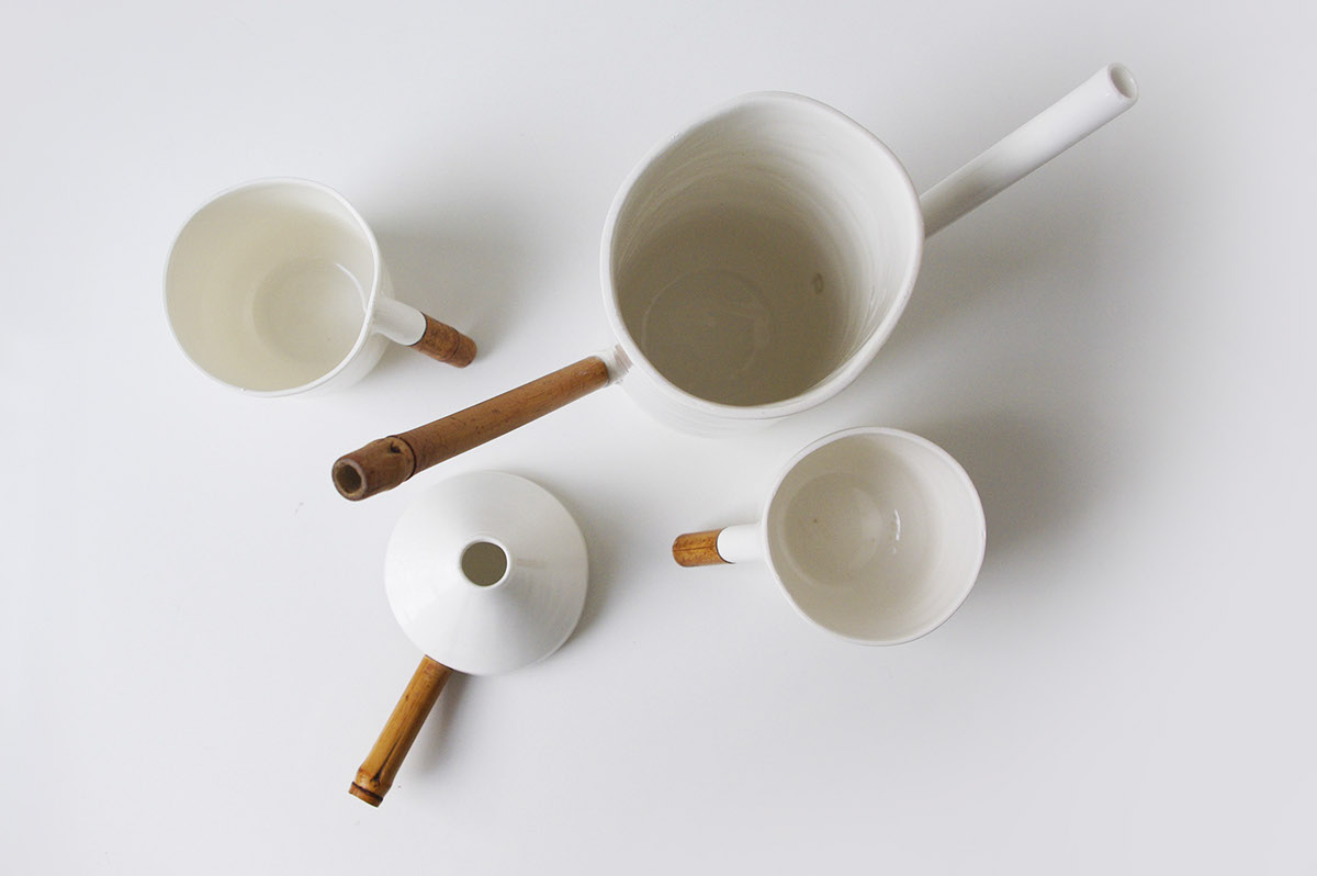 product design，white，woodiness，ceramics，coffee service，Coffee Drip Set，