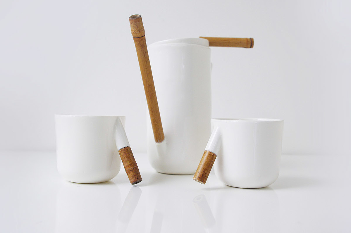 product design，white，woodiness，ceramics，coffee service，Coffee Drip Set，