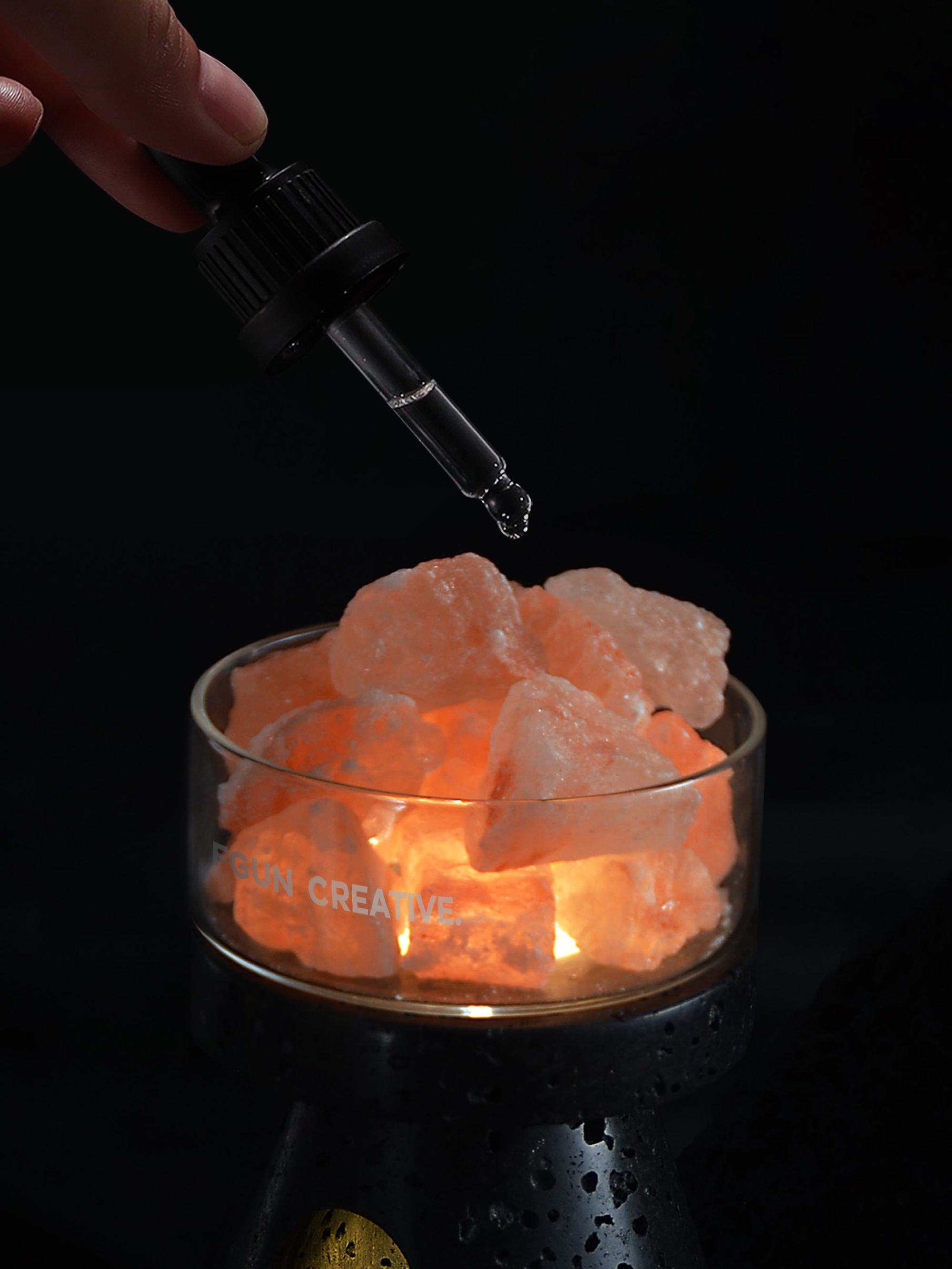 Fragrant nightlight，Marble design，Natural black cave stone，Aromatherapy，