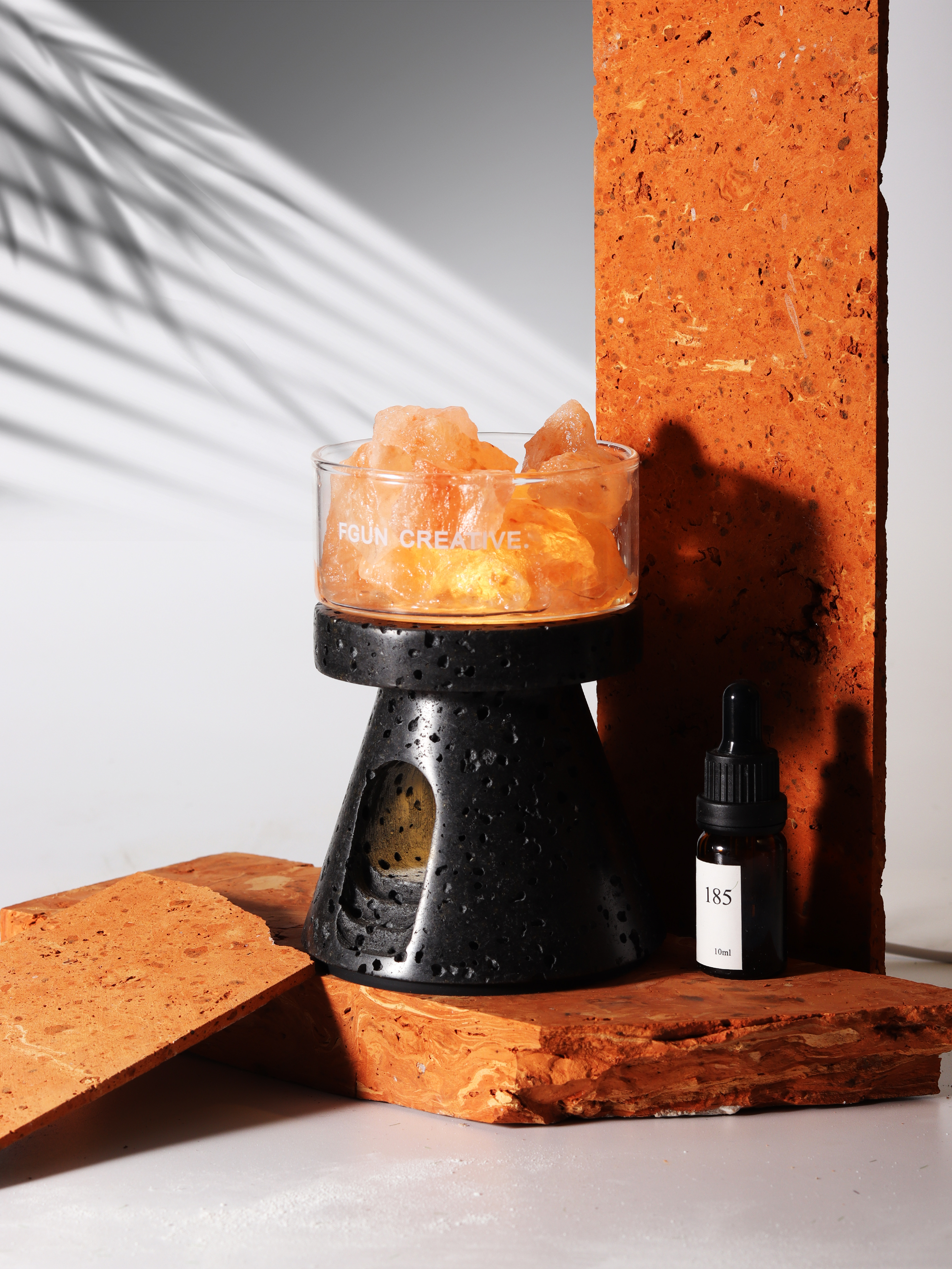 Fragrant nightlight，Marble design，Natural black cave stone，Aromatherapy，