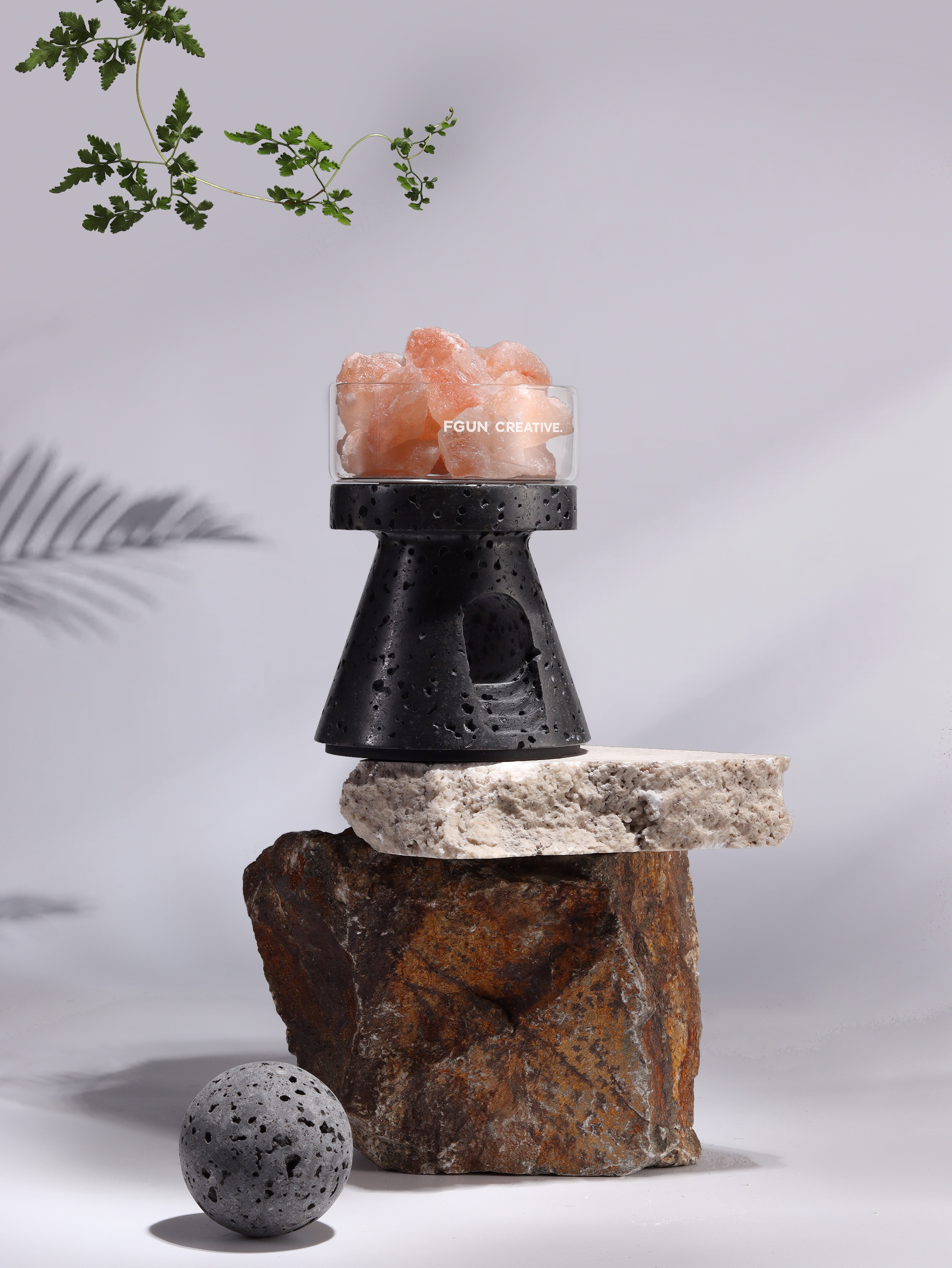 Fragrant nightlight，Marble design，Natural black cave stone，Aromatherapy，
