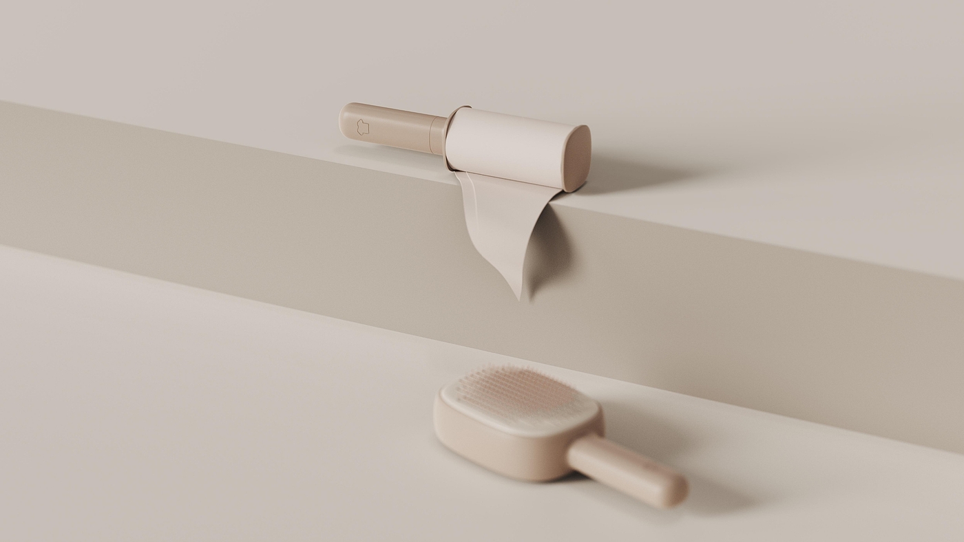 product design，industrial design，sample reels，Keyshot rendering，Pet Supplies & Pet，Cat brush，
