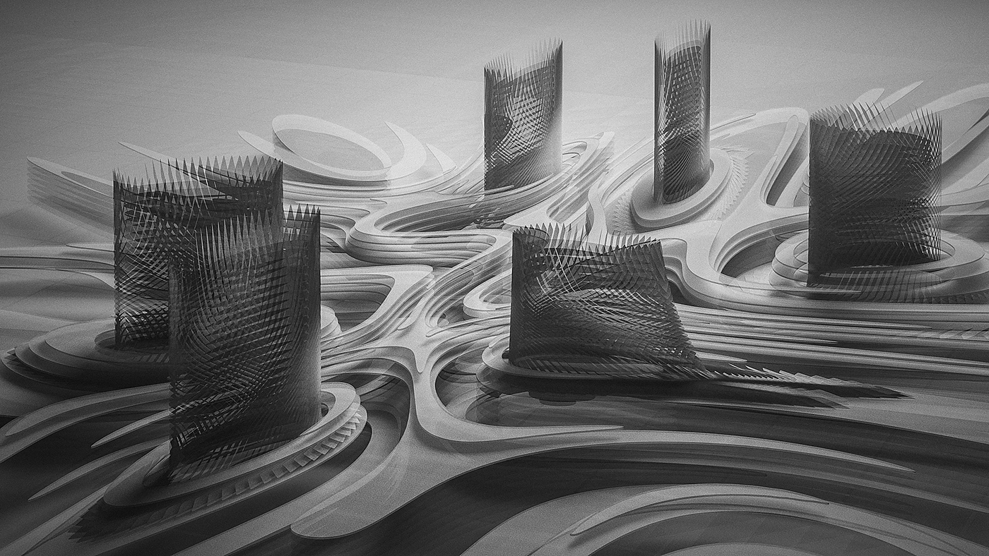 数字，艺术，建筑，概念，元宇宙，3d，cgi，城市设计，