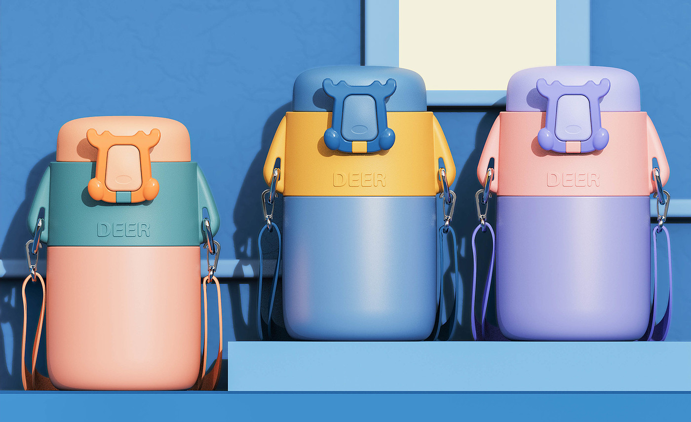 industrial design，Water cup，Thermal insulation kettle，Cute design，