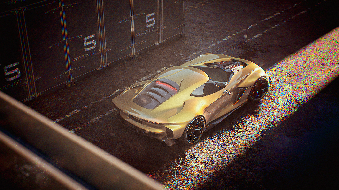 Sports car，conceptual design，yellow，CGI rendering，Automobile design，