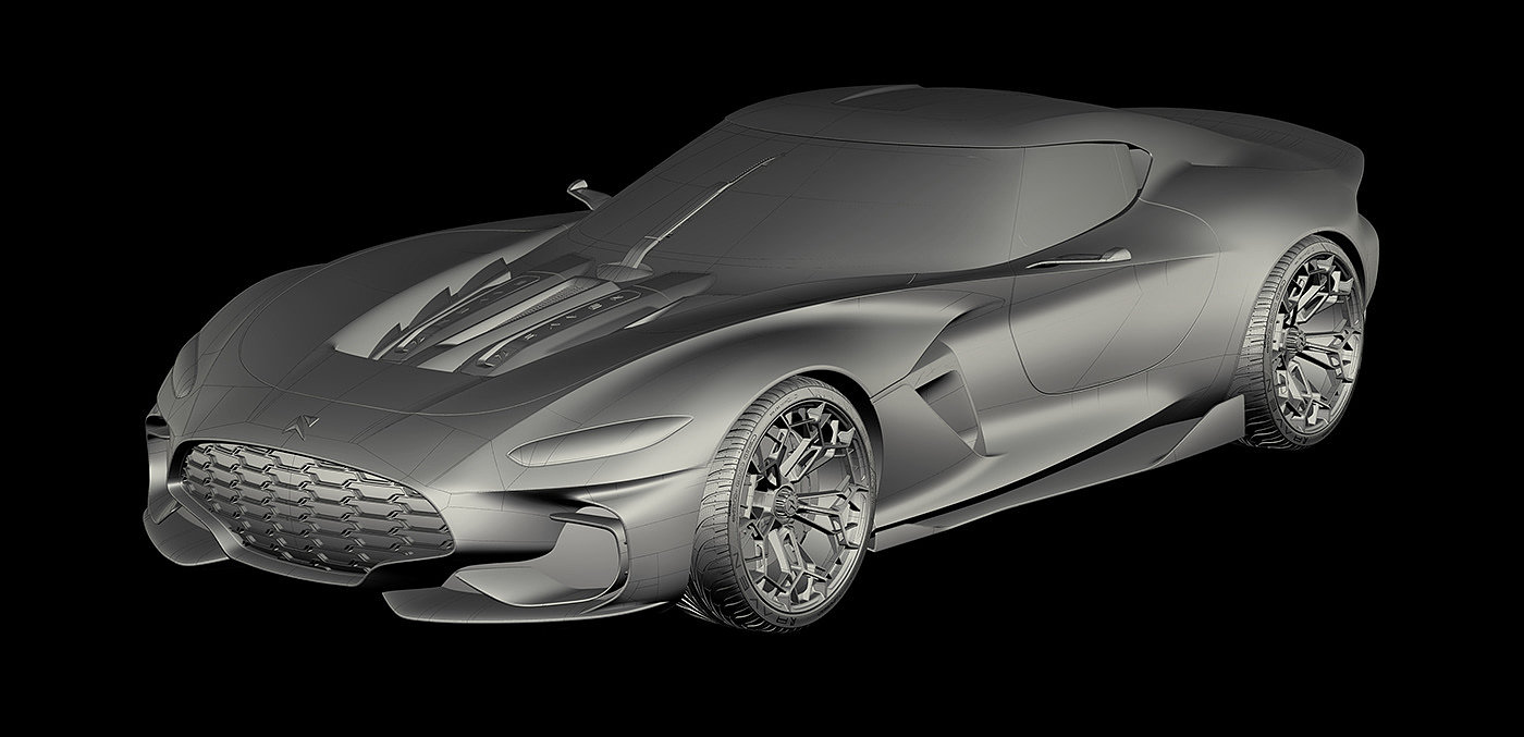 Sports car，conceptual design，yellow，CGI rendering，Automobile design，