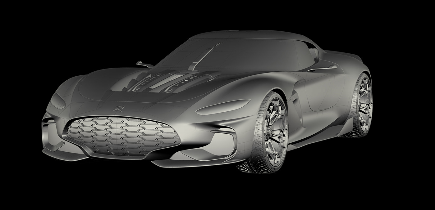 Sports car，conceptual design，yellow，CGI rendering，Automobile design，