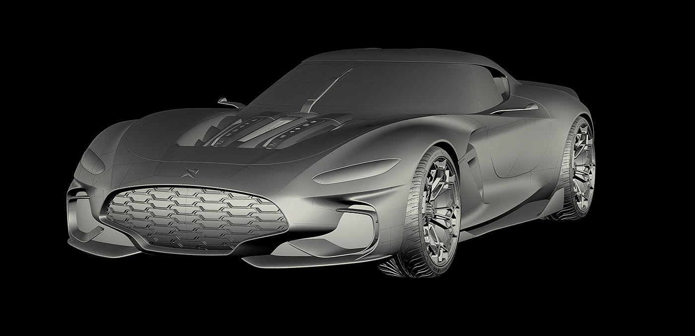 Sports car，conceptual design，yellow，CGI rendering，Automobile design，