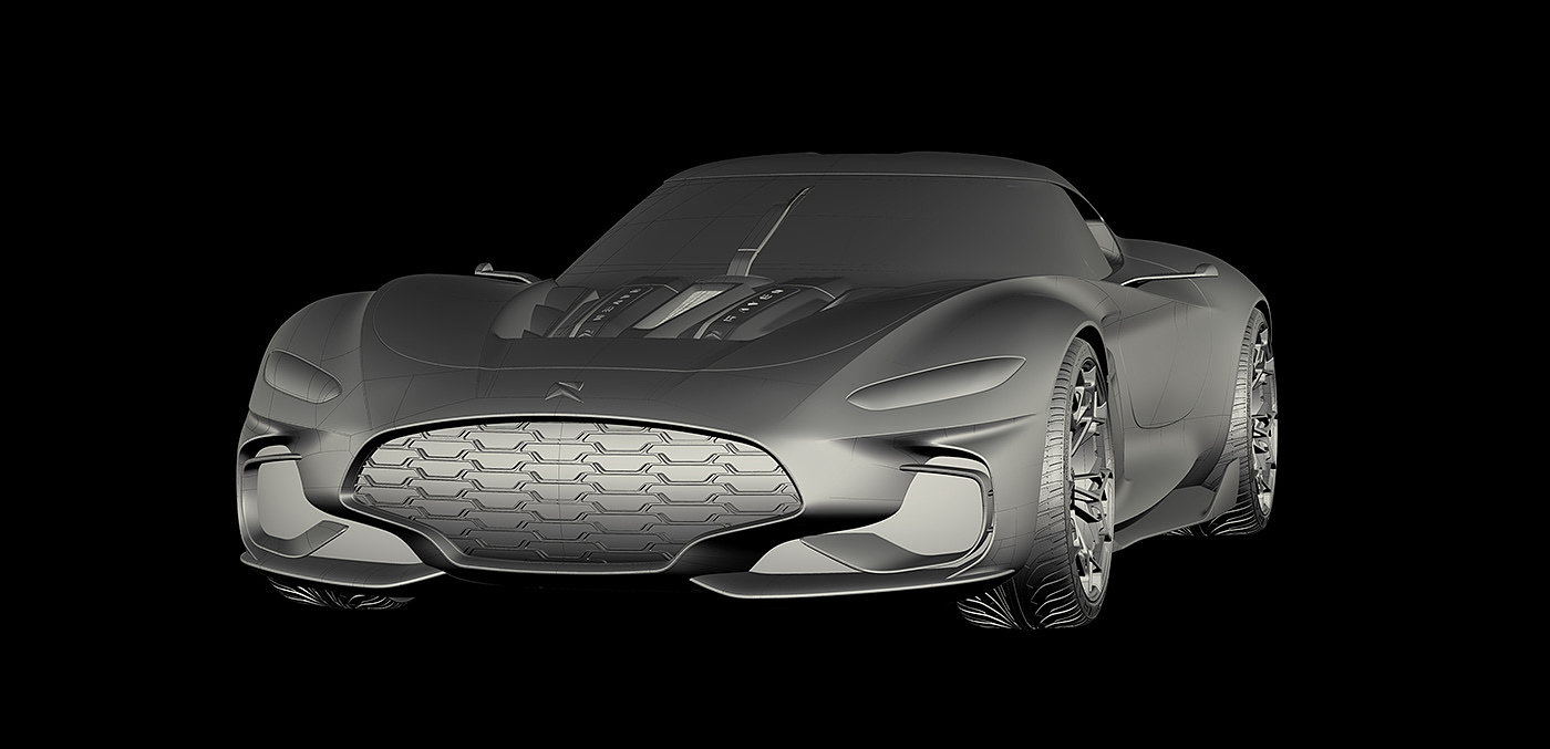 Sports car，conceptual design，yellow，CGI rendering，Automobile design，