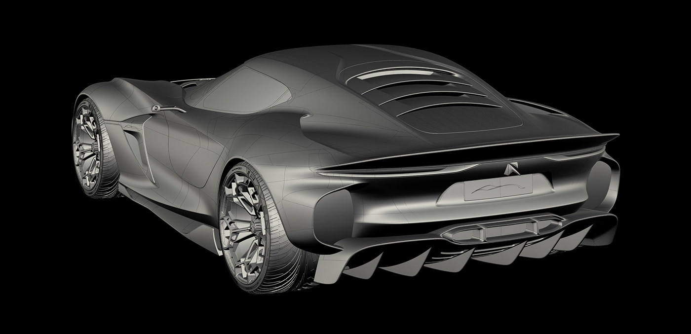 Sports car，conceptual design，yellow，CGI rendering，Automobile design，