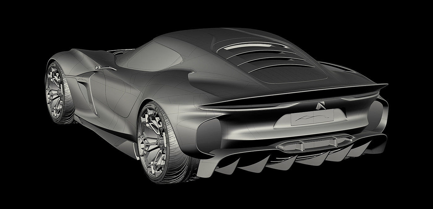Sports car，conceptual design，yellow，CGI rendering，Automobile design，