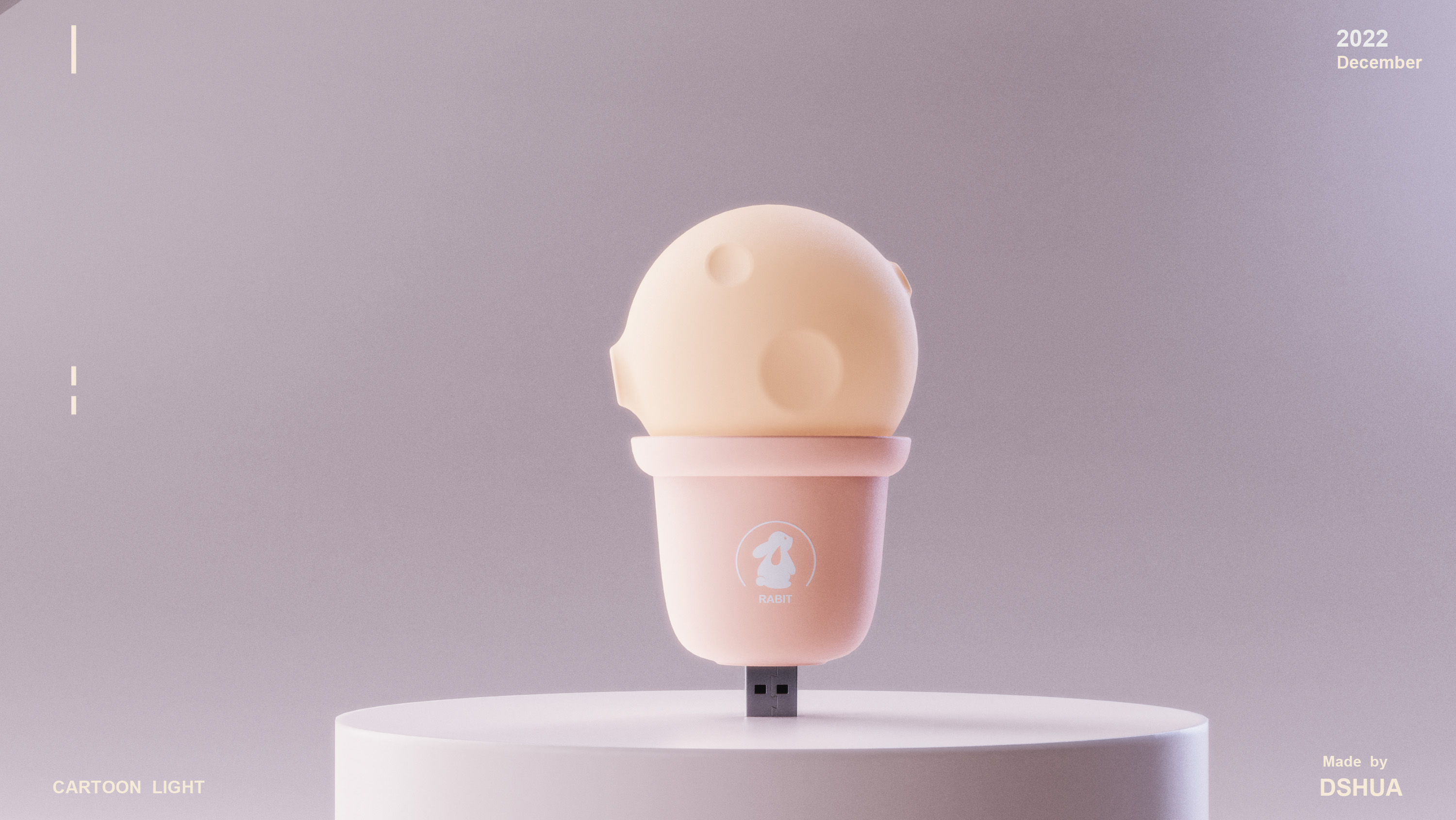 Cartoon，Night light，Carrot，rabbit，cloud，