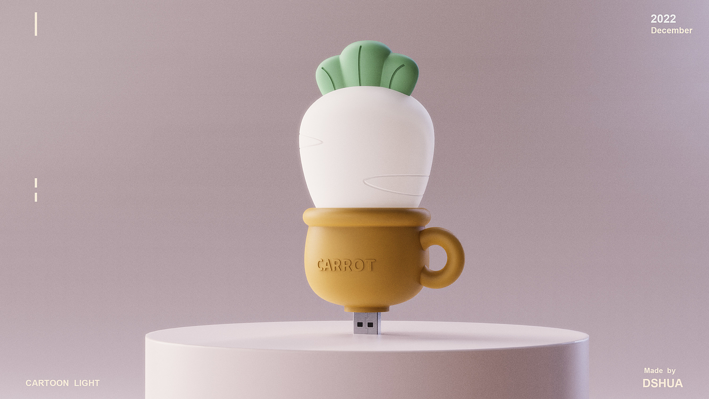 Cartoon，Night light，Carrot，rabbit，cloud，