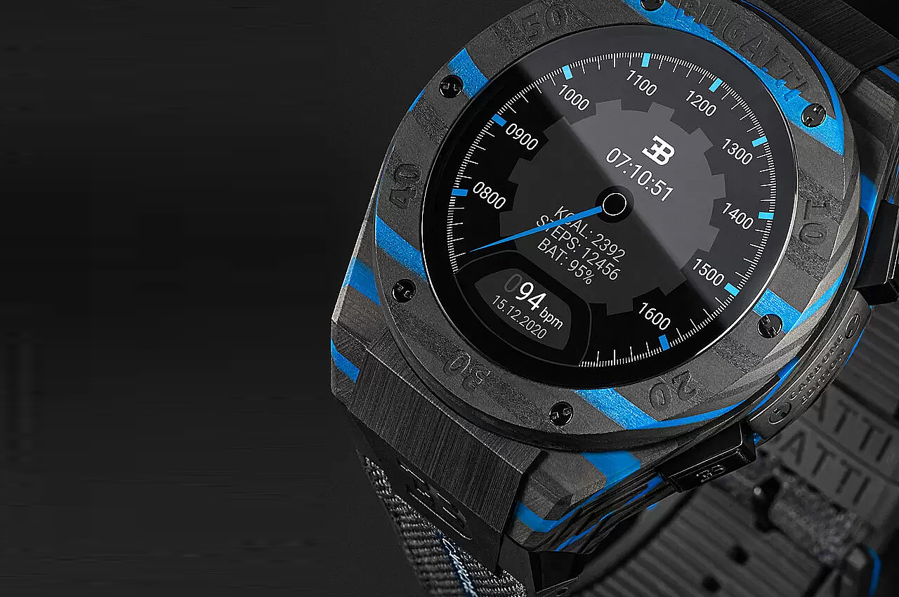 Bugatti，Wristwatch，product design，Appearance design，carbon fibre，