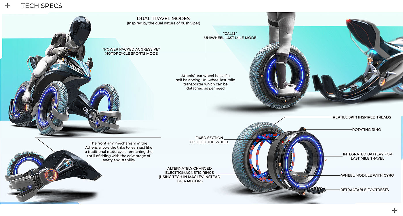 concept，three wheeled motorcycle，Appearance design，Cool，future，