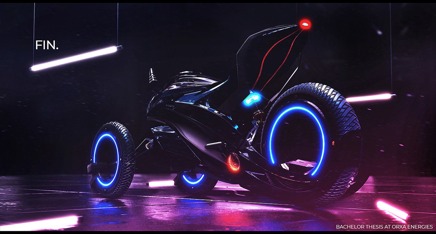 concept，three wheeled motorcycle，Appearance design，Cool，future，