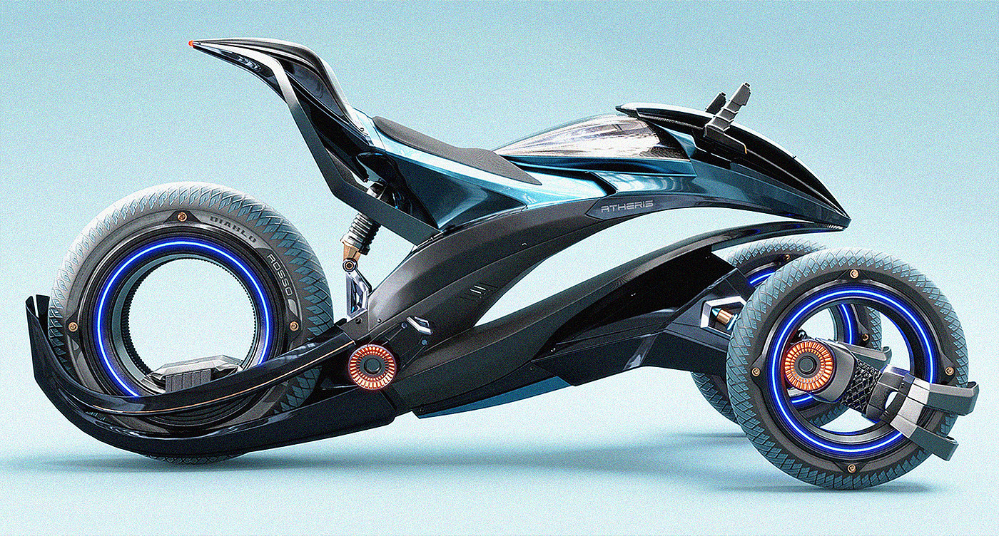 concept，three wheeled motorcycle，Appearance design，Cool，future，