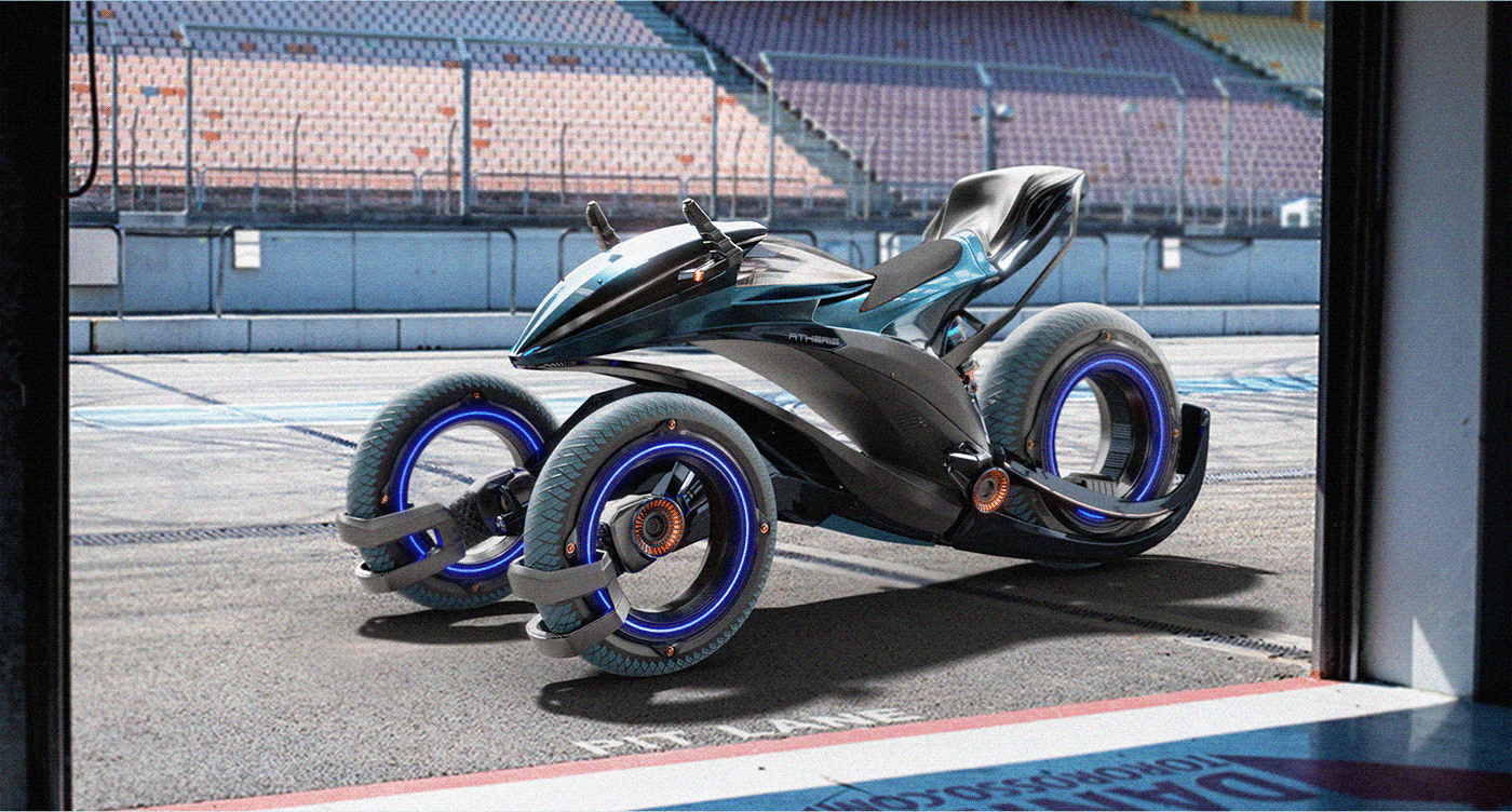 concept，three wheeled motorcycle，Appearance design，Cool，future，